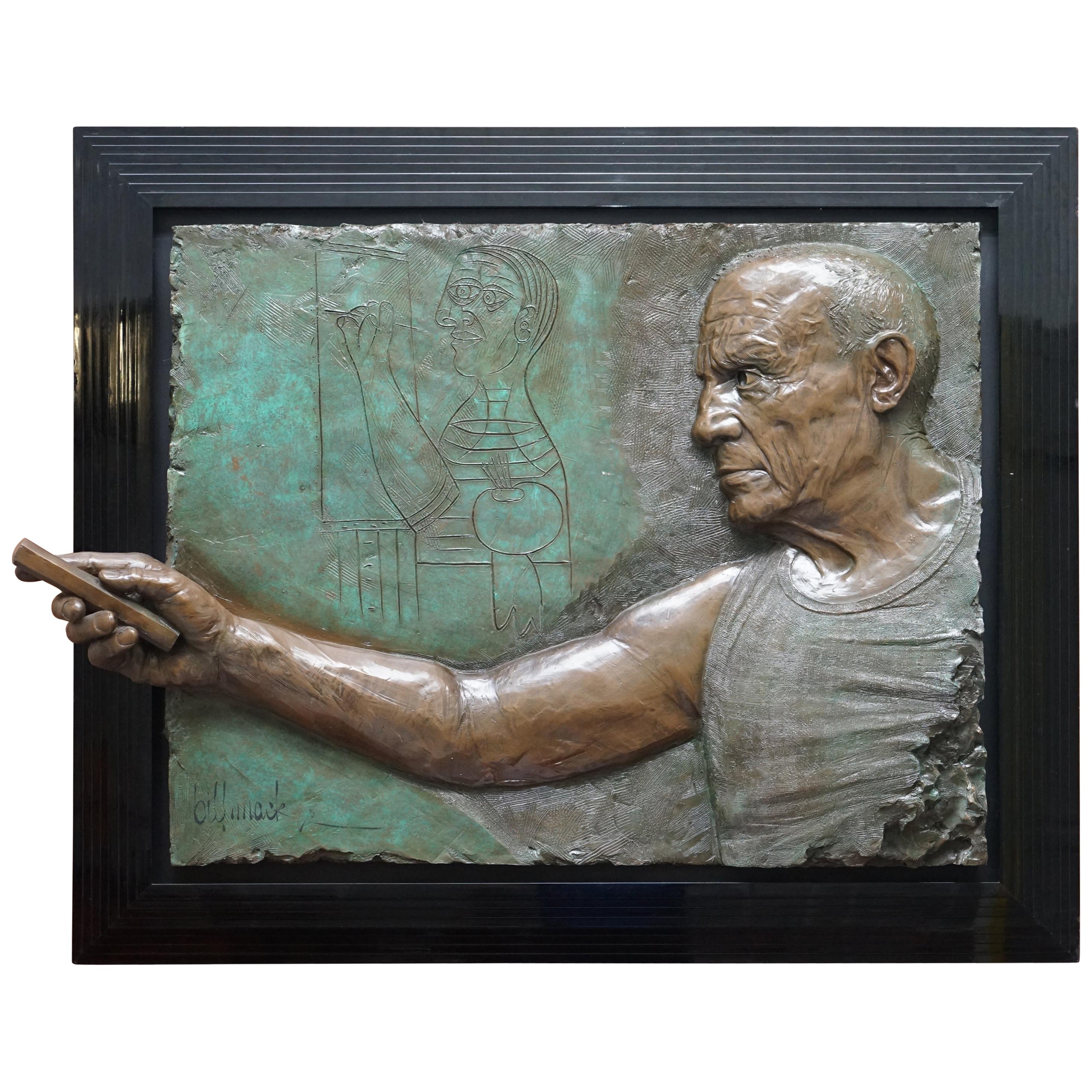 Limitierte Auflage 3/65 Bill Mack Signierte Hommage an Picasso Großes Bronzebild, signiert