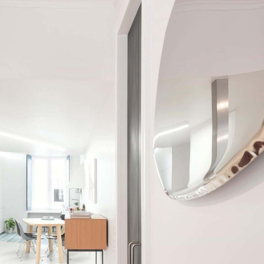 Moderno 4, Specchio da parete in acciaio inossidabile lucidato alto 49