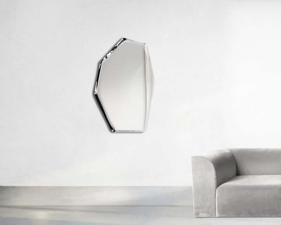 Modern 2, Limited Edition Polished Stainless Steel Wall Mirror For Sale