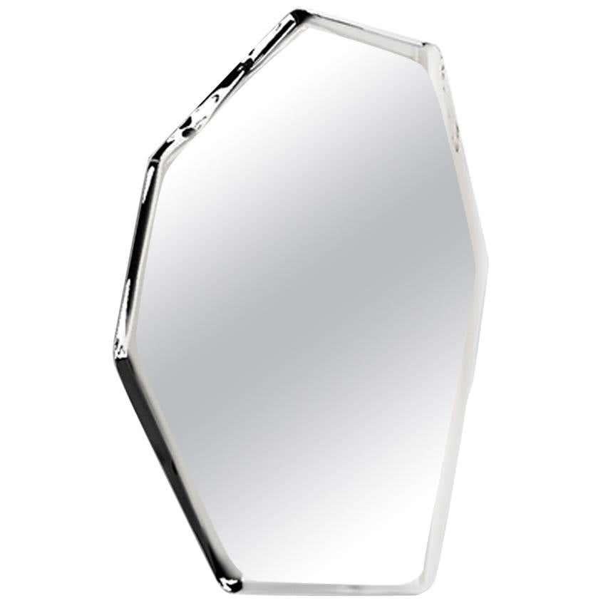 2, Limited Edition Polished Stainless Steel Wall Mirror In New Condition For Sale In Beverly Hills, CA