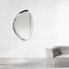 Grand miroir mural en acier inoxydable poli, édition limitée, 149,8 cm