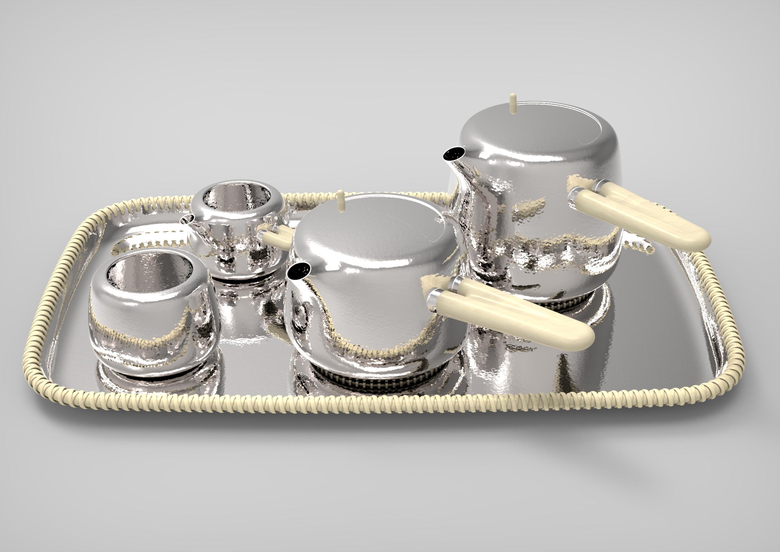 Contemporary Limited Edition 7/10 Georg Jensen Sterling Silver Marc Newson Tea Set 1500 For Sale