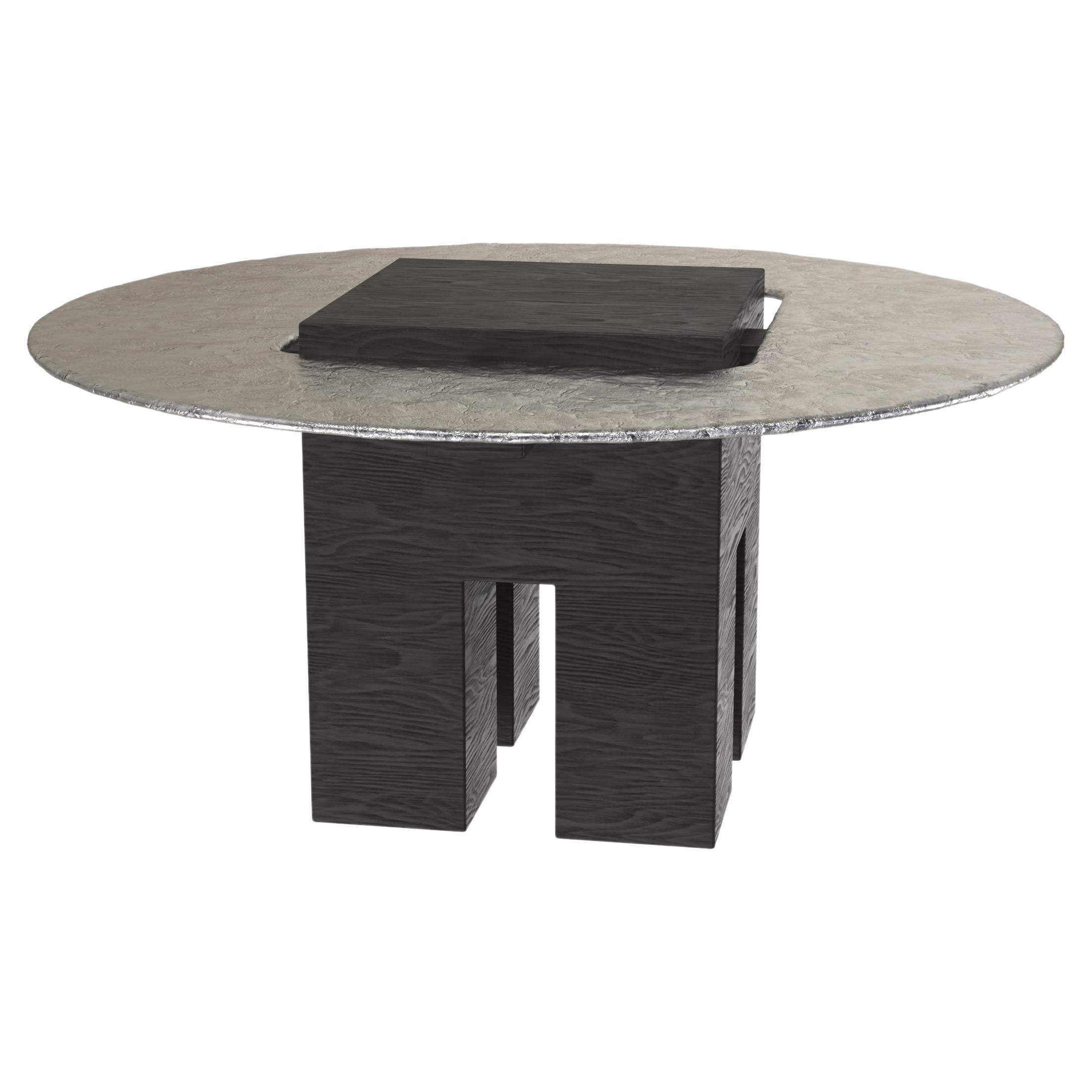 Limited Edition Aluminium Wood Table, Tempio V1 by Edizione Limitata For Sale