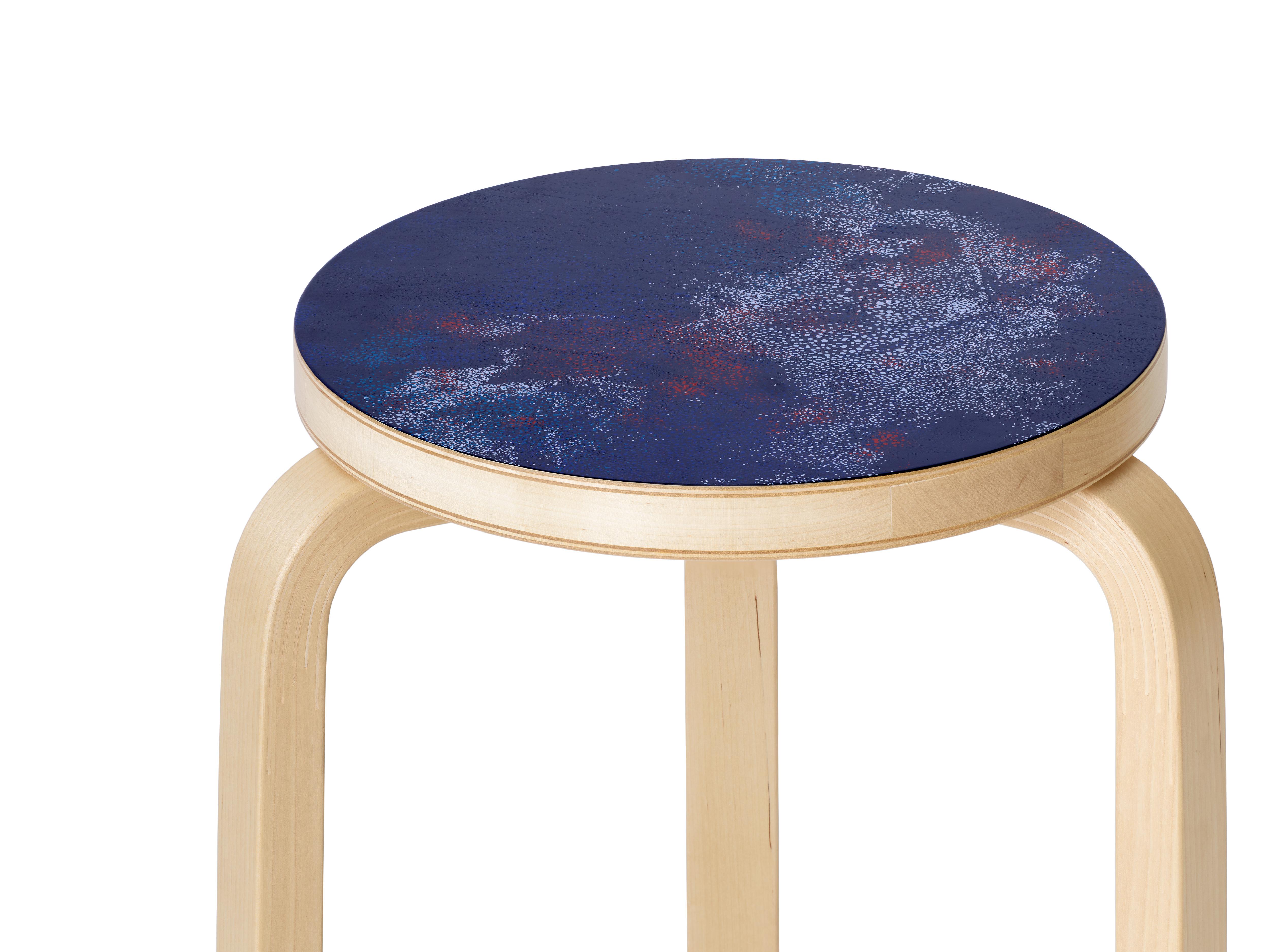 Limited Edition Alvar Aalto Silk Screen Stool 60 in Universe by Artek + Heath In New Condition In New York, NY