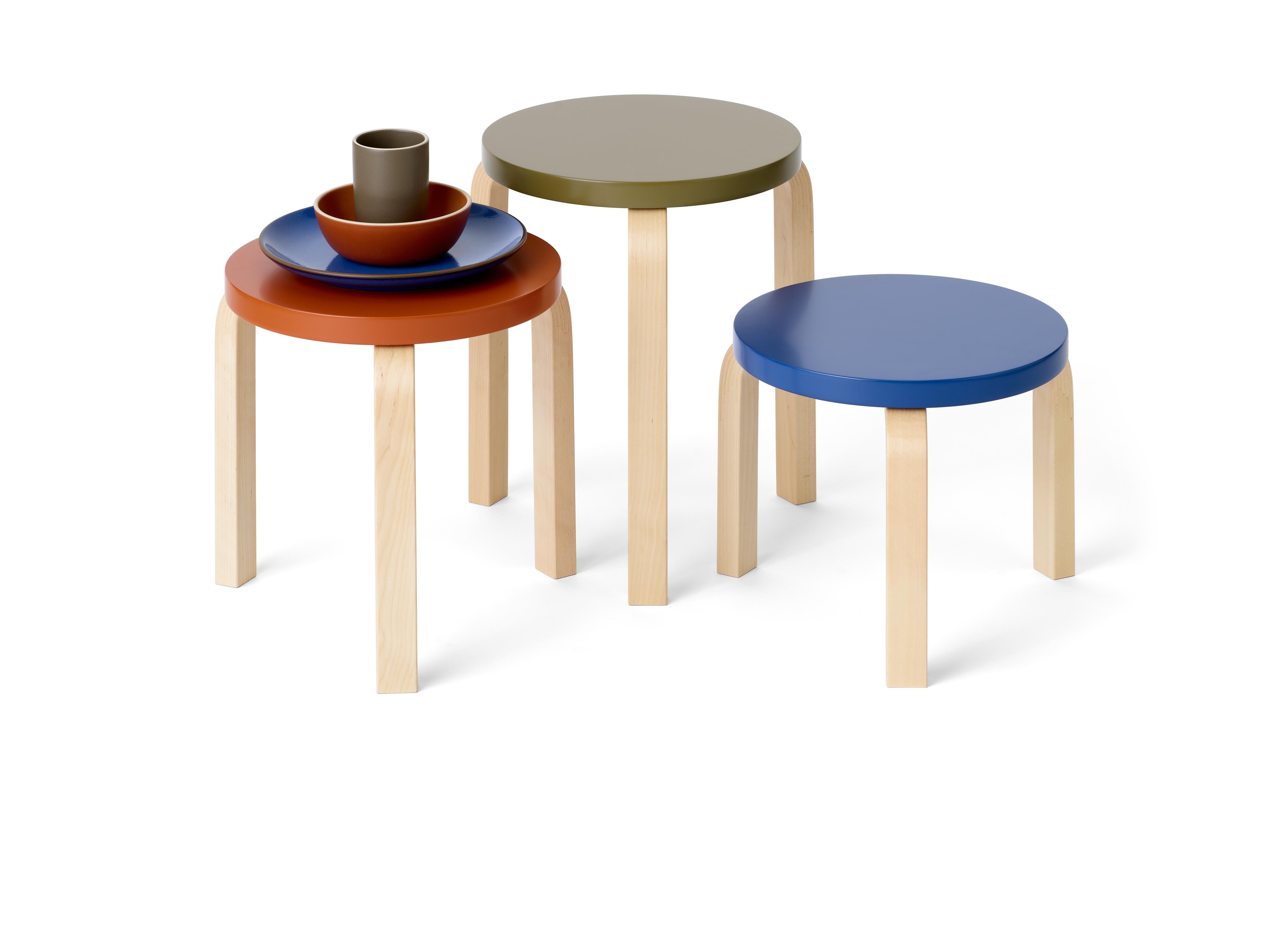 Limited Edition Alvar Aalto Standard Stool 60 in Rosemary by Artek + Heath In New Condition In New York, NY