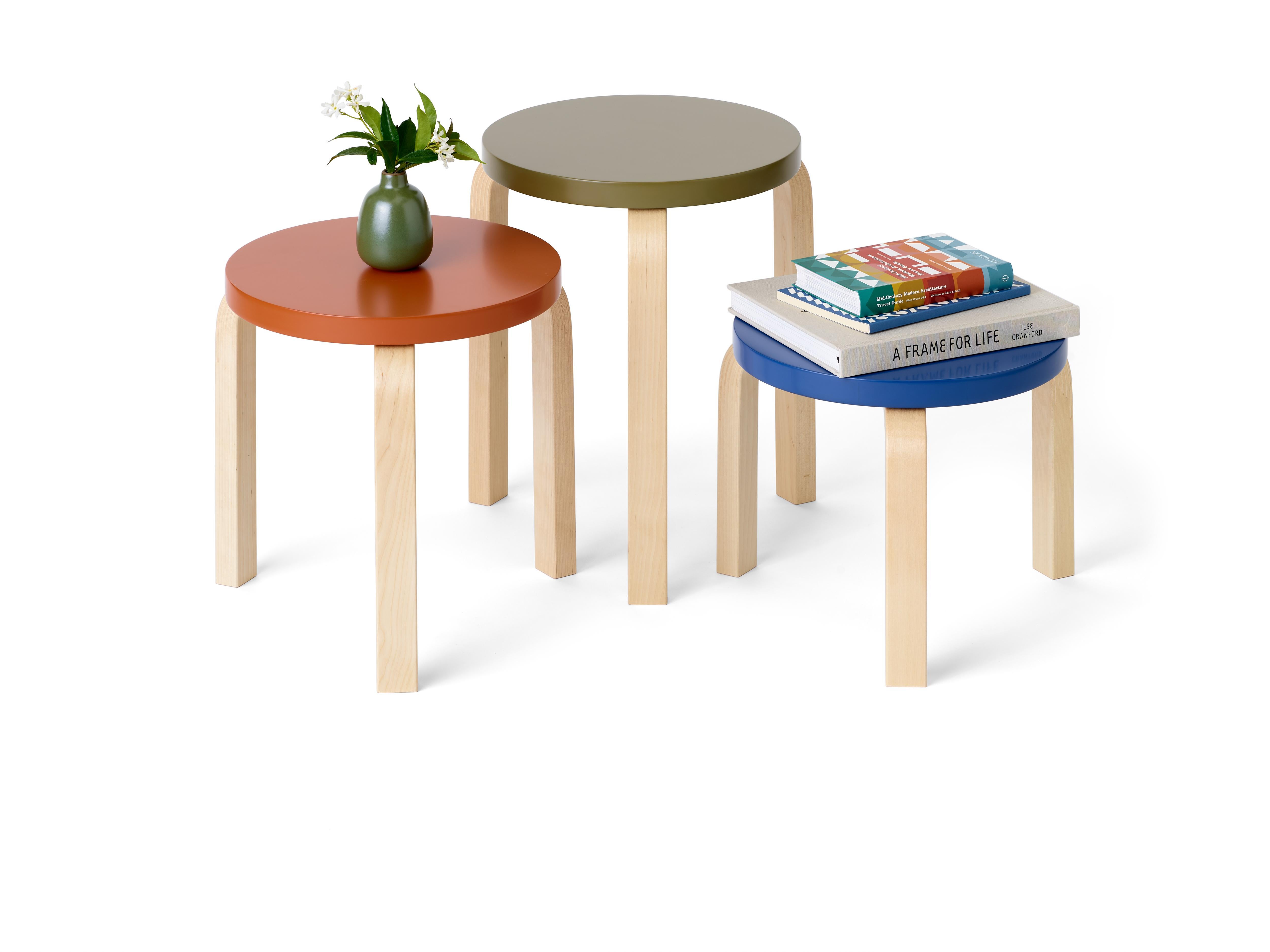 Alvar Aalto Hocker in limitierter Auflage, 60er-Set, Schachtelset von Artek + Heath (Birke)