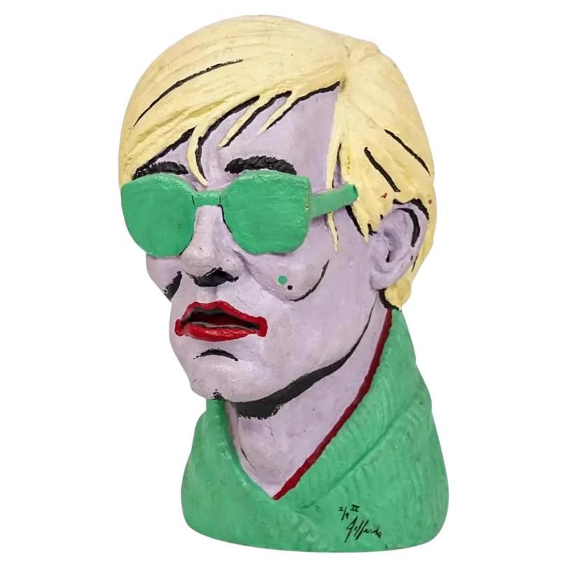 Limited Edition American Polychromed Rubber Bust of Andy Warhol by Jefferds For Sale