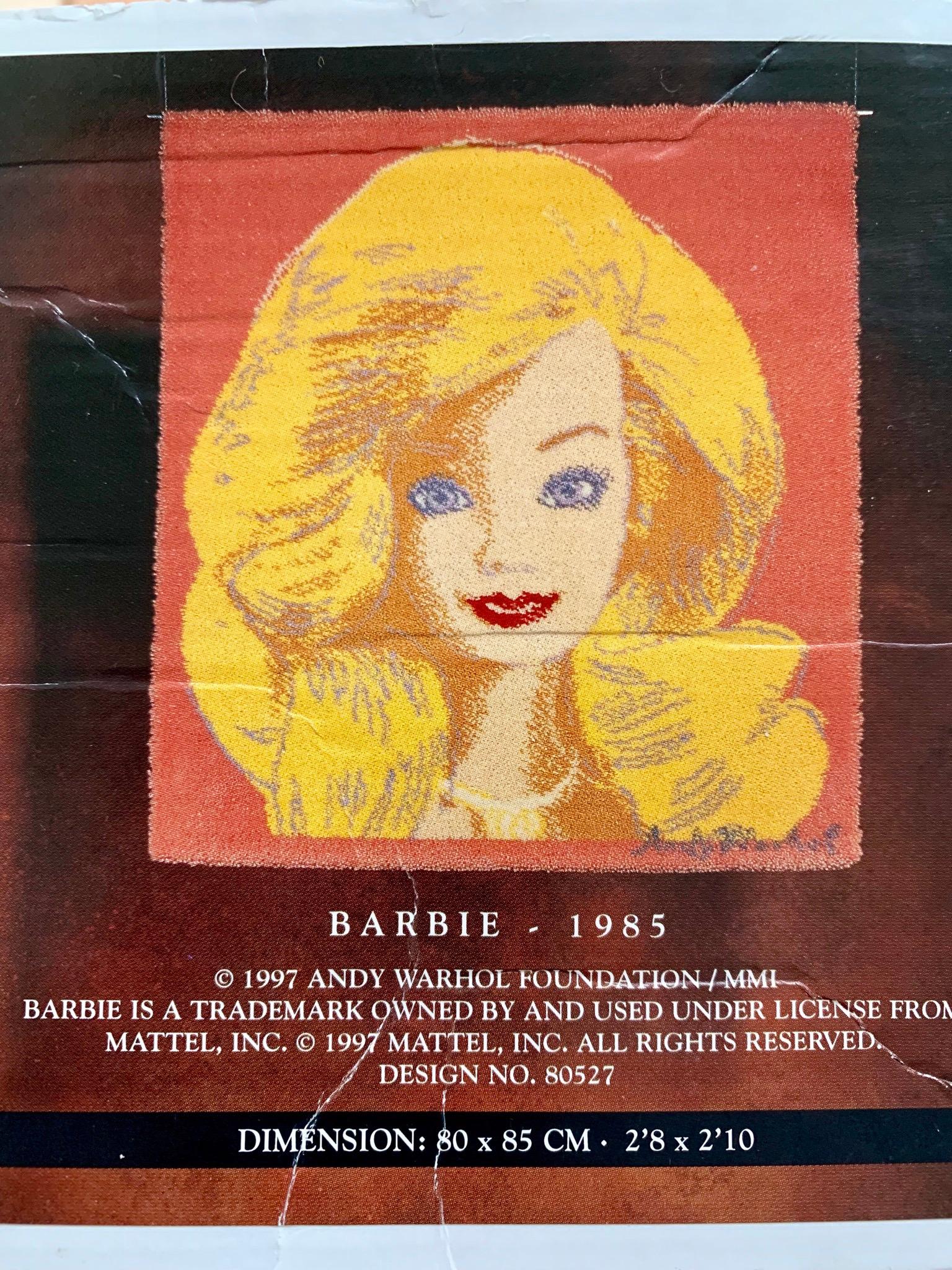 Late 20th Century Limited Edition Andy Warhol Barbie Wool Wallhanging by Ege of Denmark For Sale