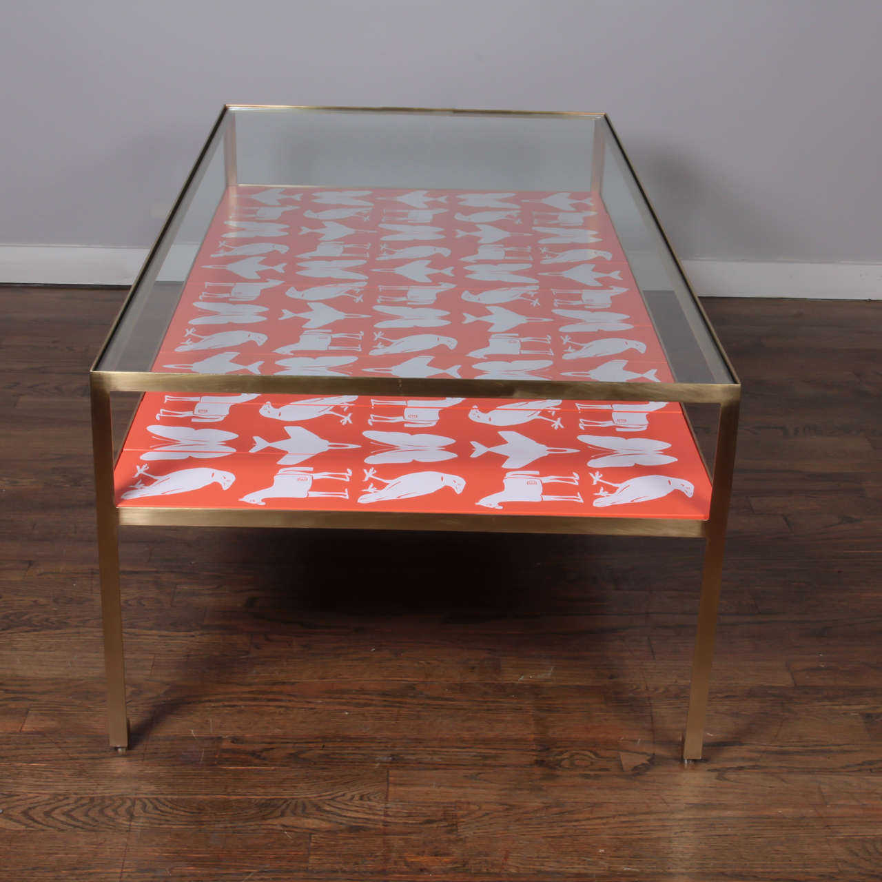 Contemporary Limited Edition Angle Steel Coffee Table with Dylan Egon Screen Printed Slats For Sale