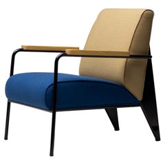 Limited Edition Armchair "Fauteuil De Salon" in Two-tone Fabric by Jean Prouvé
