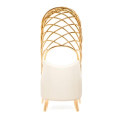 Limited Edition Armchair With Golden Canpoy And Milky Leather
