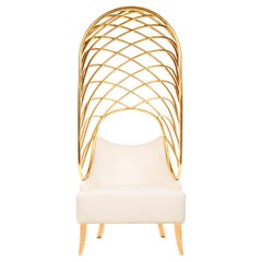 Sillón de Edición Limitada con Canpoy Dorado y Piel Lechosa