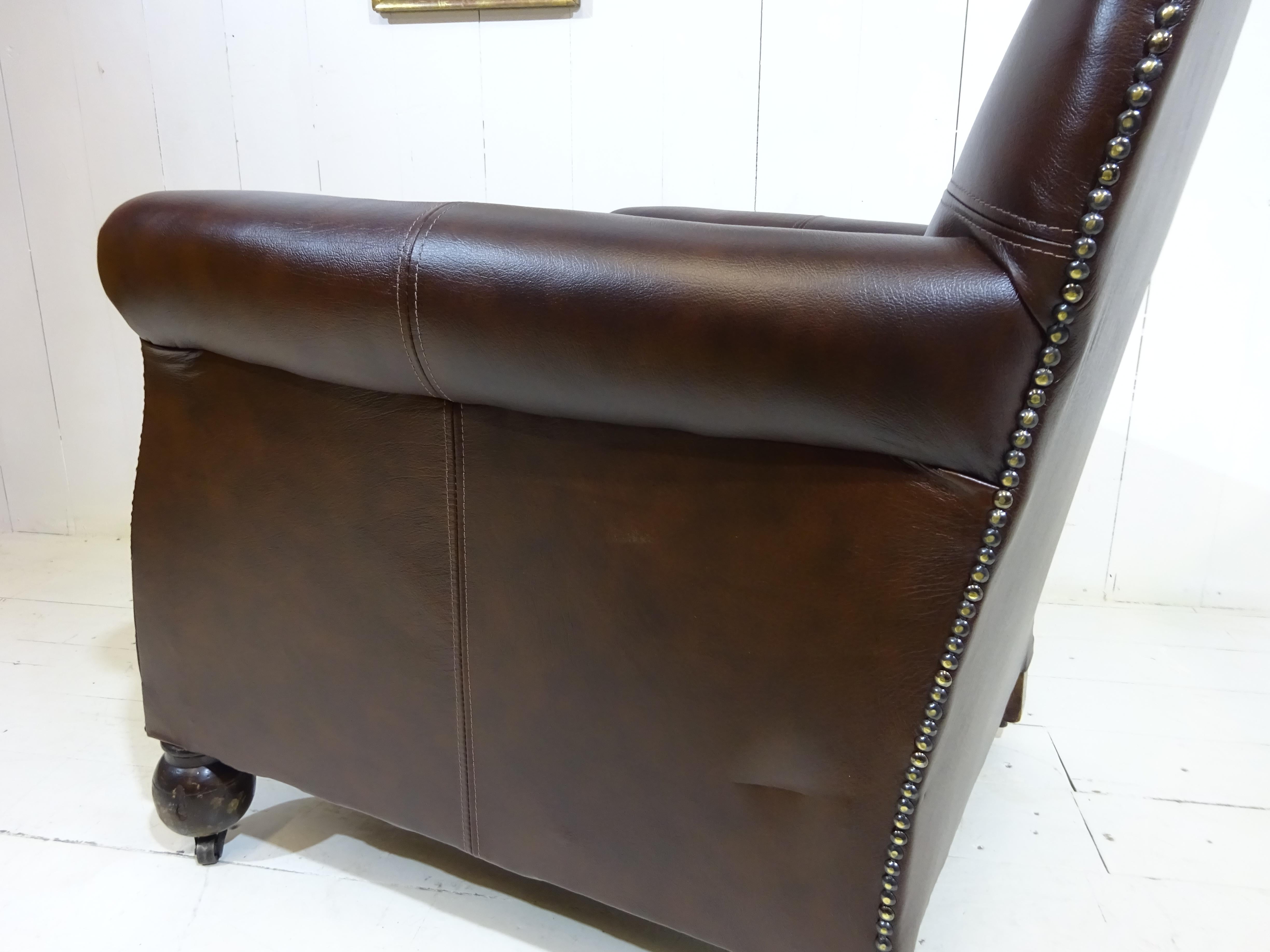 Limited Edition Art Deco 1920's Club Chair in Antique Brown Leather 4