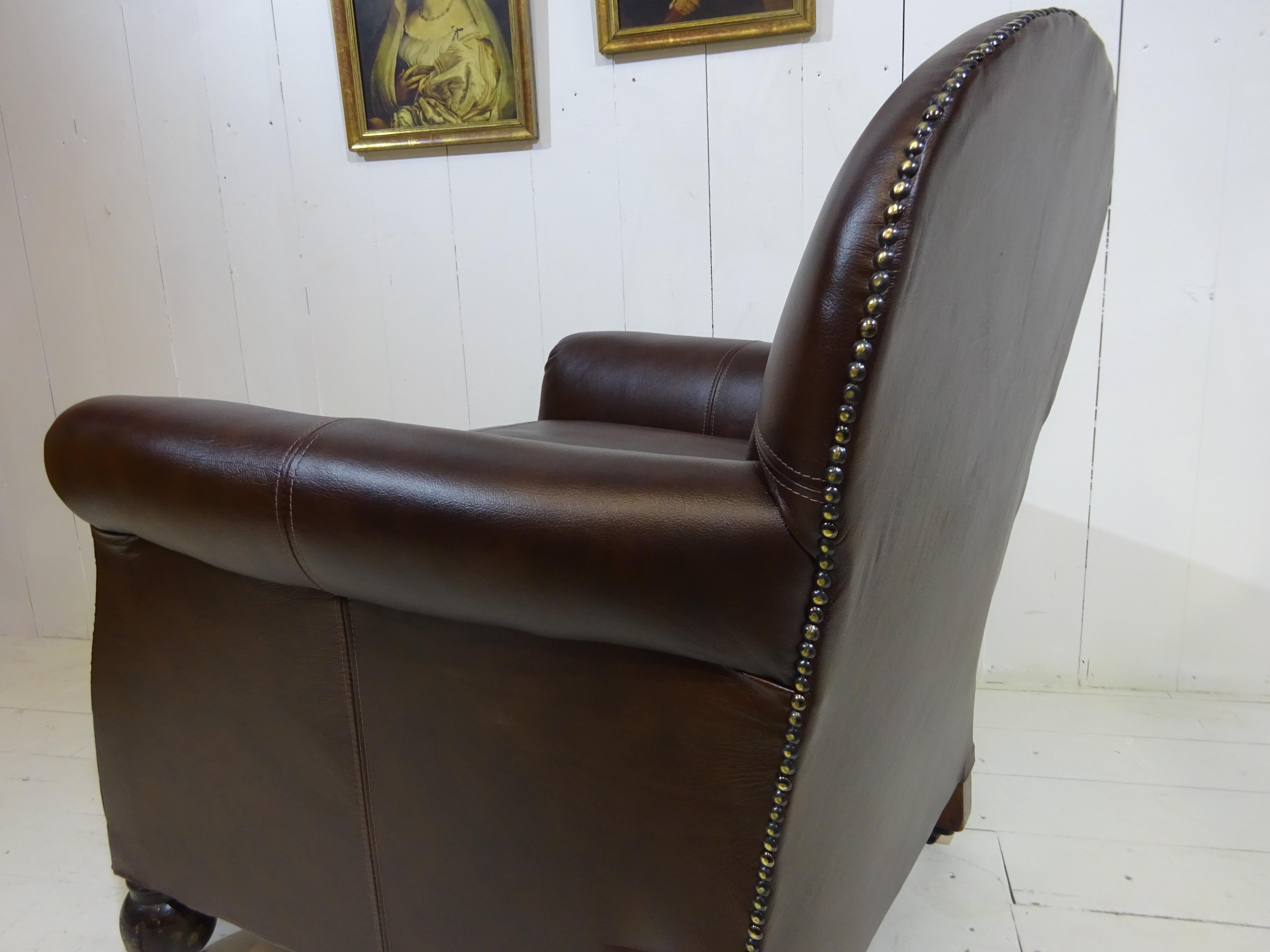 Limited Edition Art Deco 1920's Club Chair in Antique Brown Leather 5