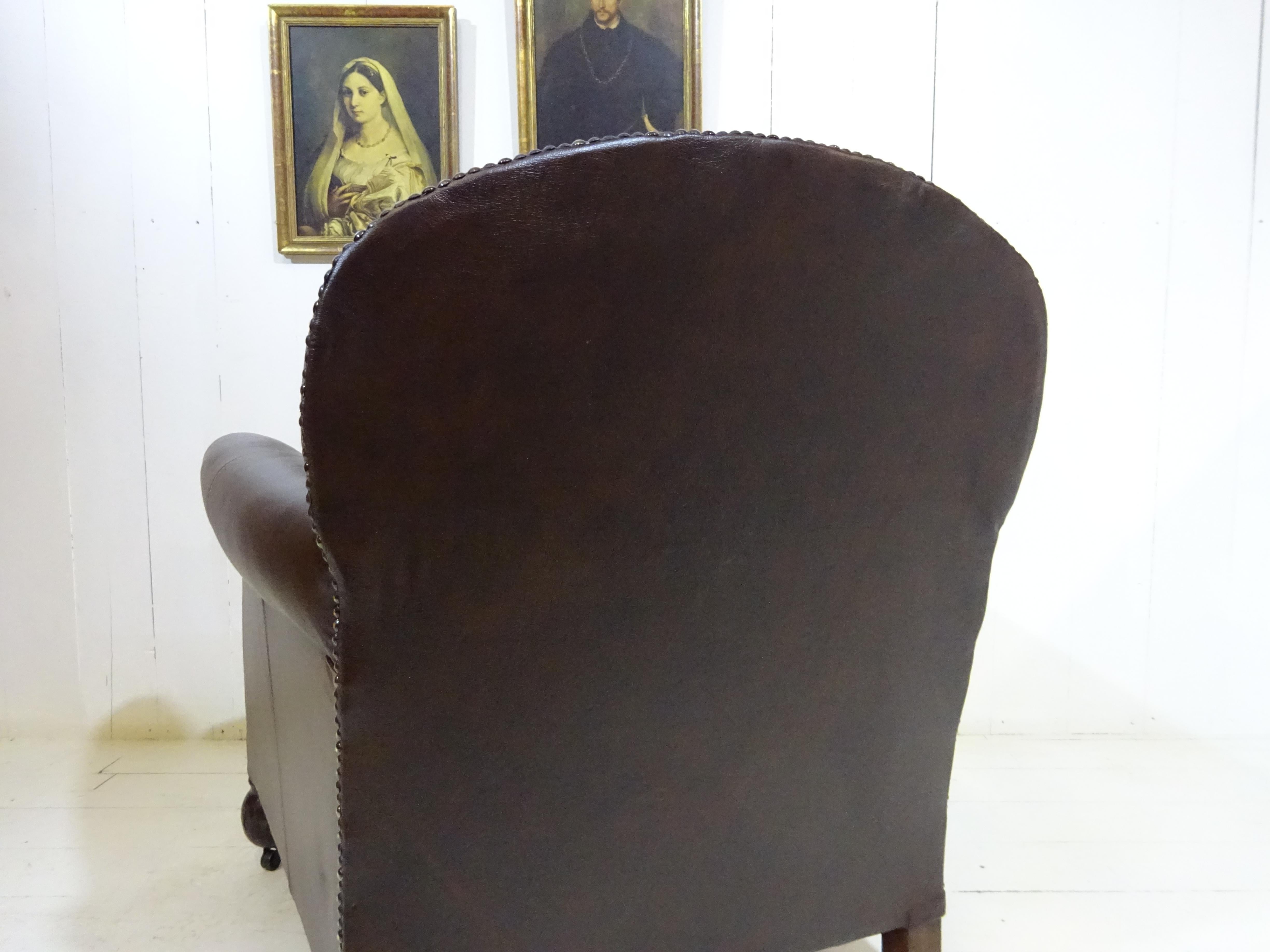 Limited Edition Art Deco 1920's Club Chair in Antique Brown Leather 6