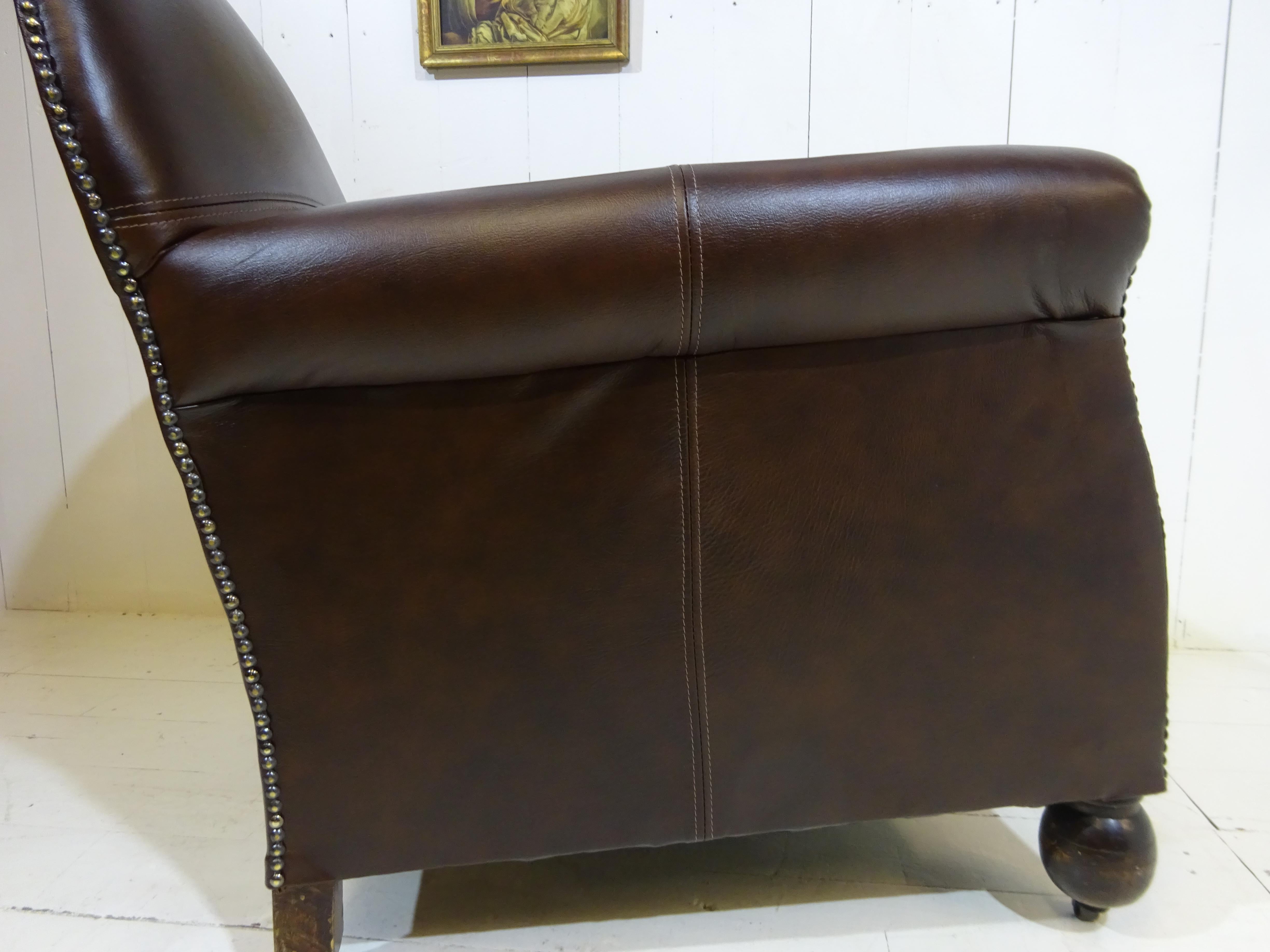 Limited Edition Art Deco 1920's Club Chair in Antique Brown Leather 8