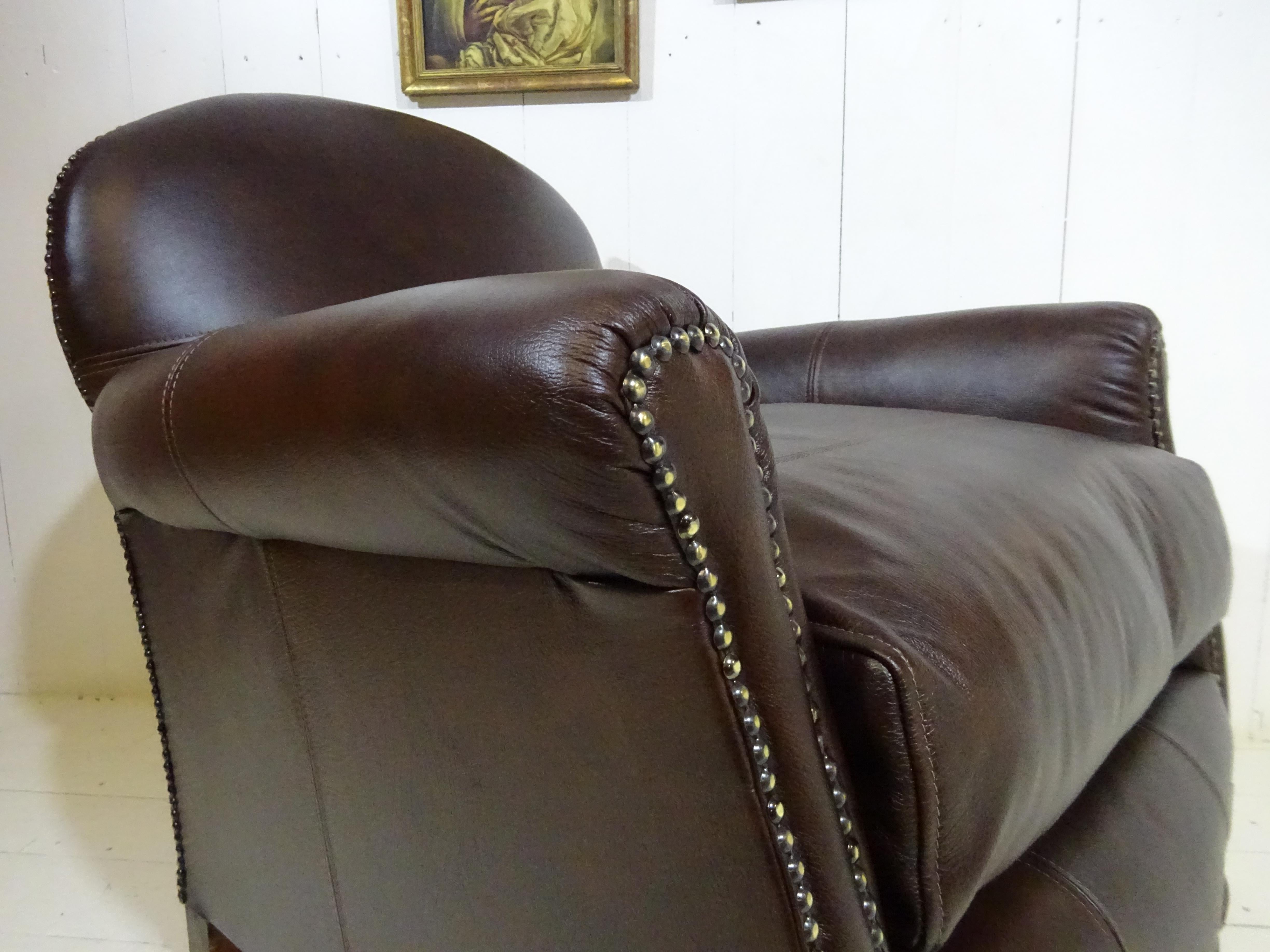 Limited Edition Art Deco 1920's Club Chair in Antique Brown Leather 12