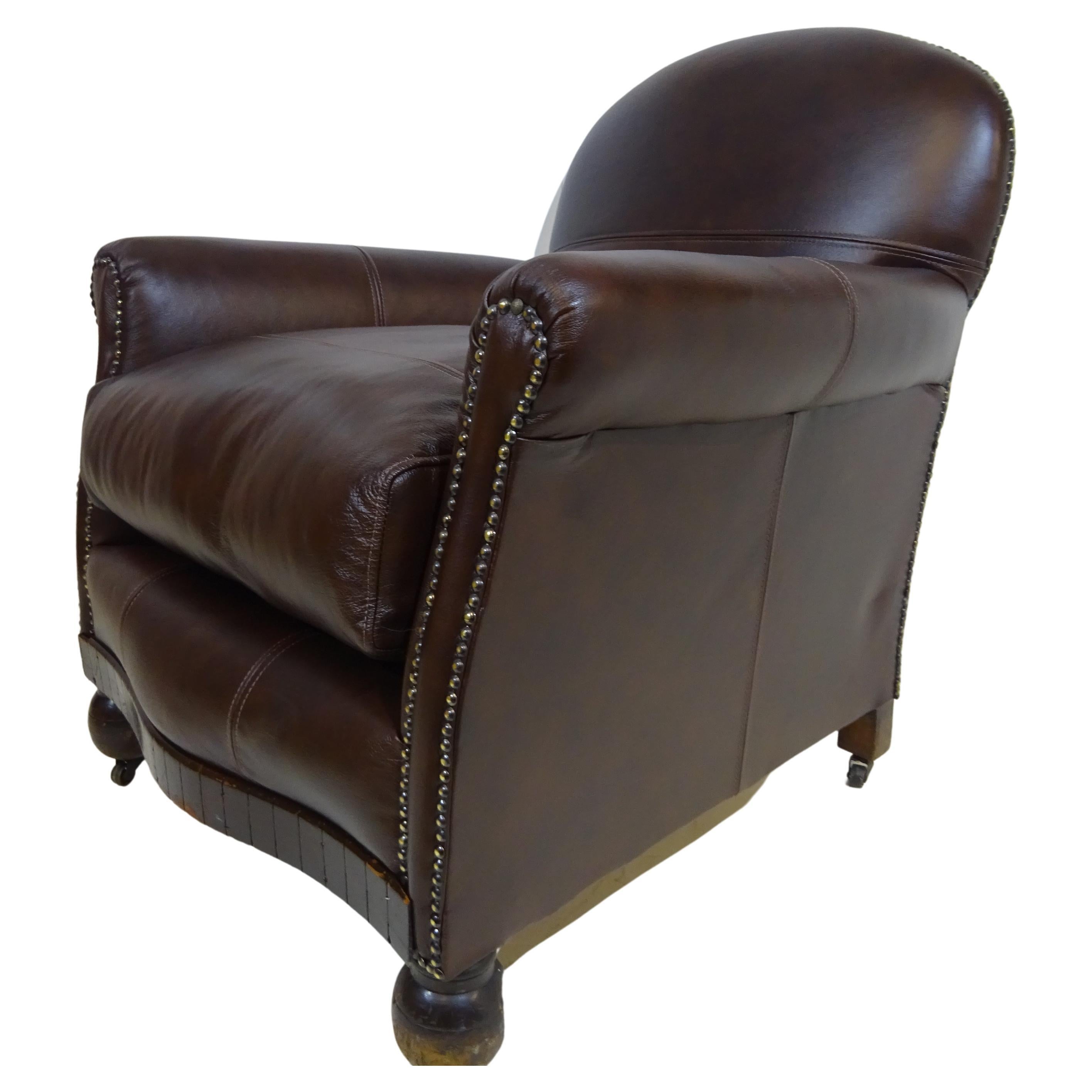 Limited Edition Art Deco 1920's Club Chair in Antique Brown Leather