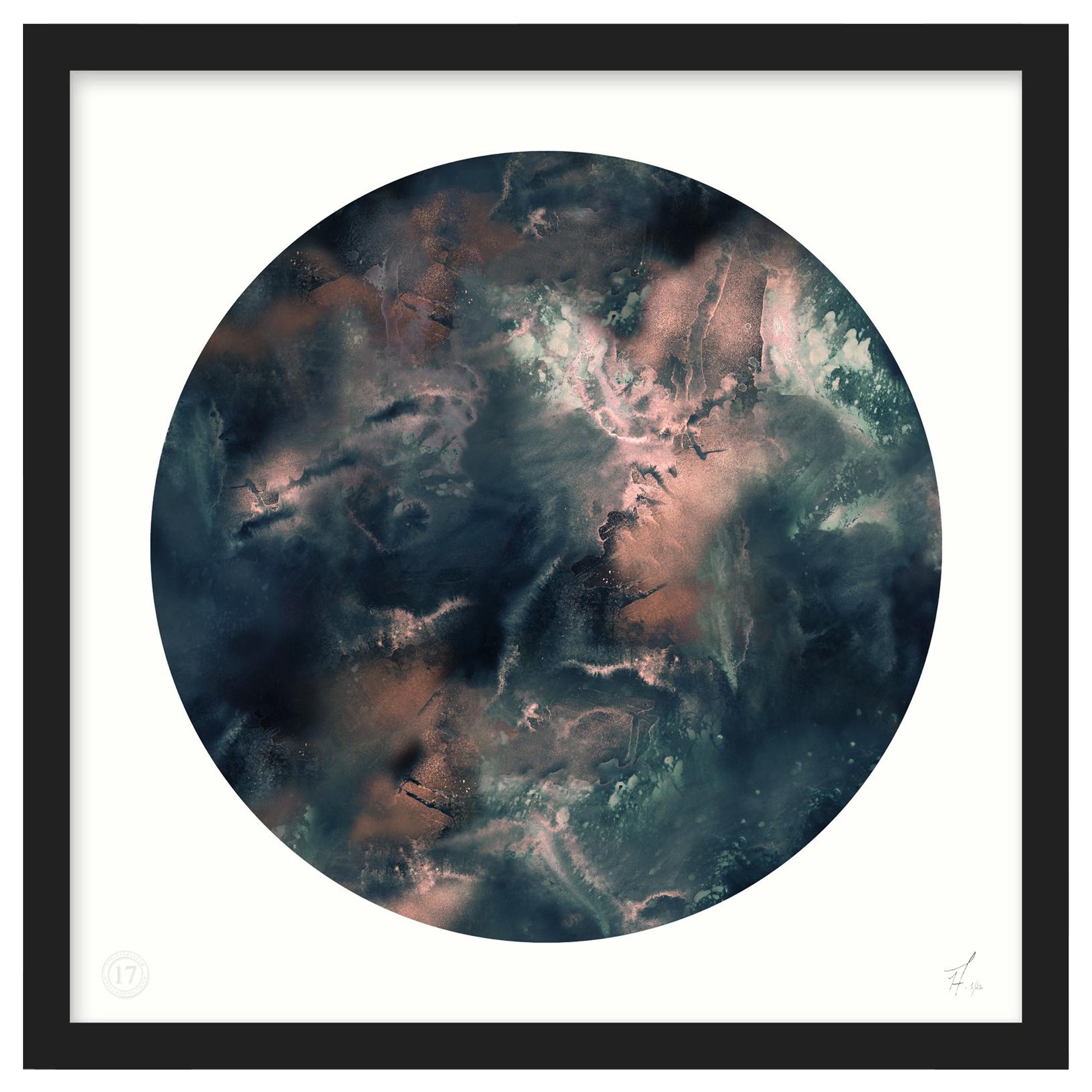 Limited Edition Art Print by 17 Patterns, Cloudbusting Circle Earth Blue For Sale