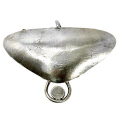 Limited Edition Artisan Modernist Pendant In Silver with 22k Gold Vermiel