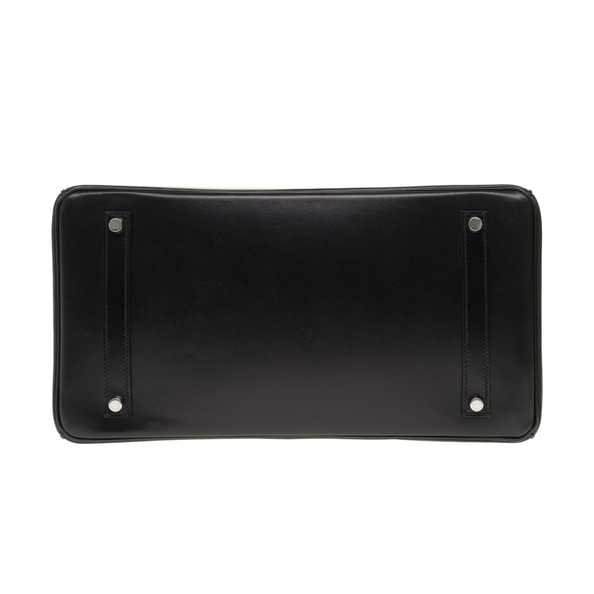 Limited Edition Black Calf Box Leather Birkin 35, Guilloché Palladium Hardware 5