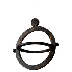 Limited Edition, Black Marble Stone Ring-Shaped Gaïa Lamp By Esther Knopfler