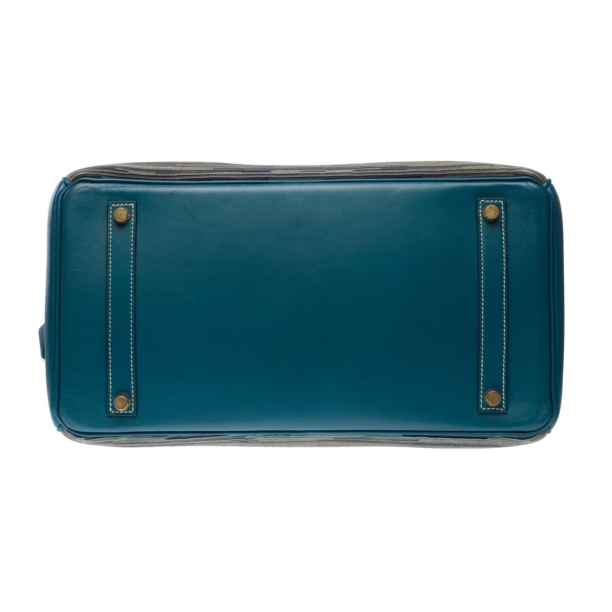 Birkin 35 édition limitée Bleu Thalassa Evercalf Vibrato quincaillerie en or brossé 5
