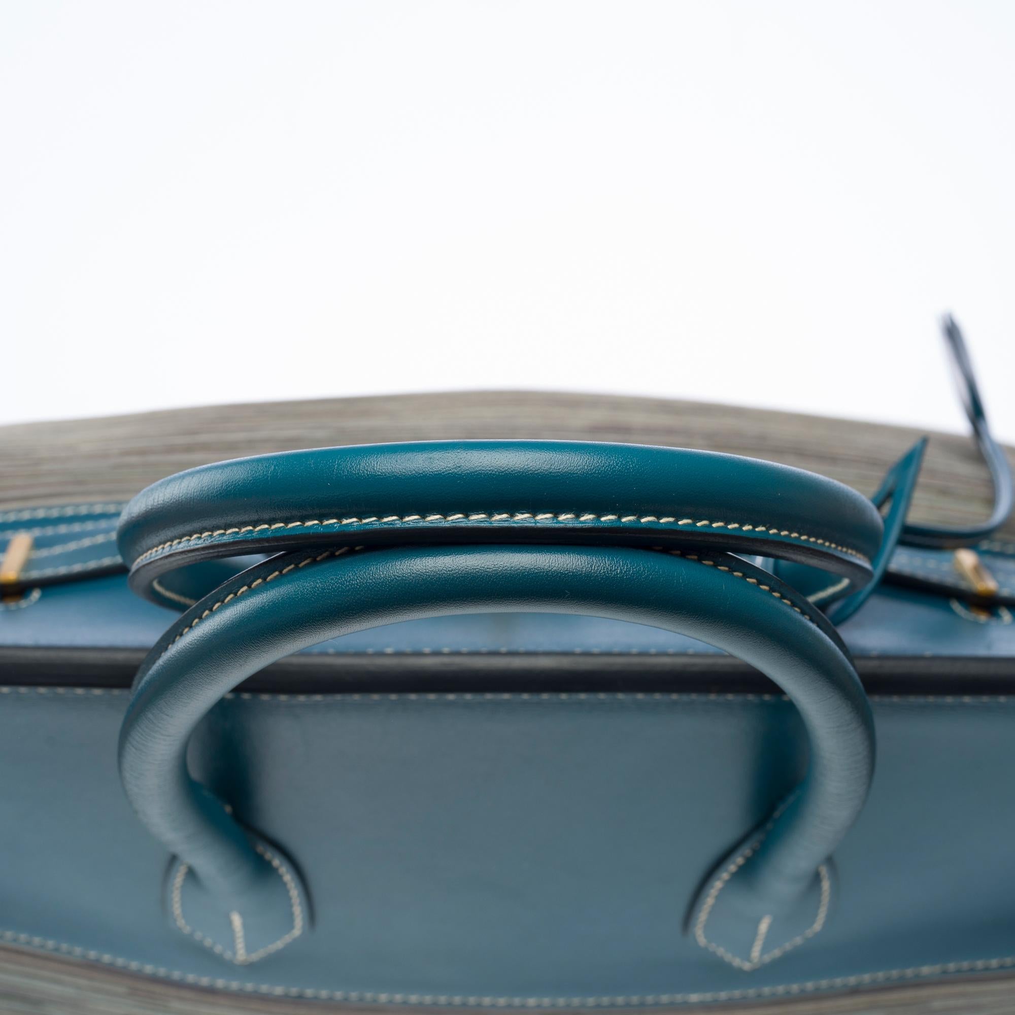 Birkin 35 édition limitée Bleu Thalassa Evercalf Vibrato quincaillerie en or brossé 4