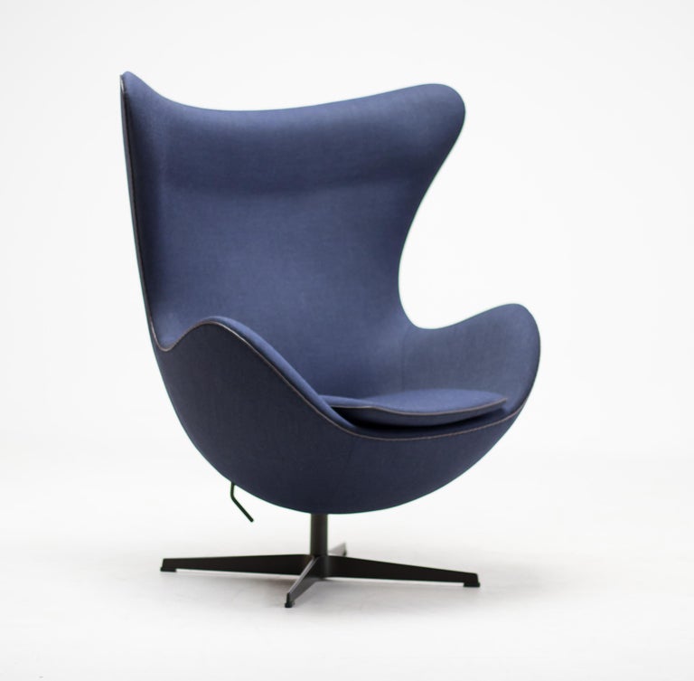 Limited Edition Blue Canvas Egg Chair by Arne Jacobsen at 1stDibs