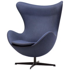 Limited Edition Blue Canvas Egg Chair by Arne Jacobsen