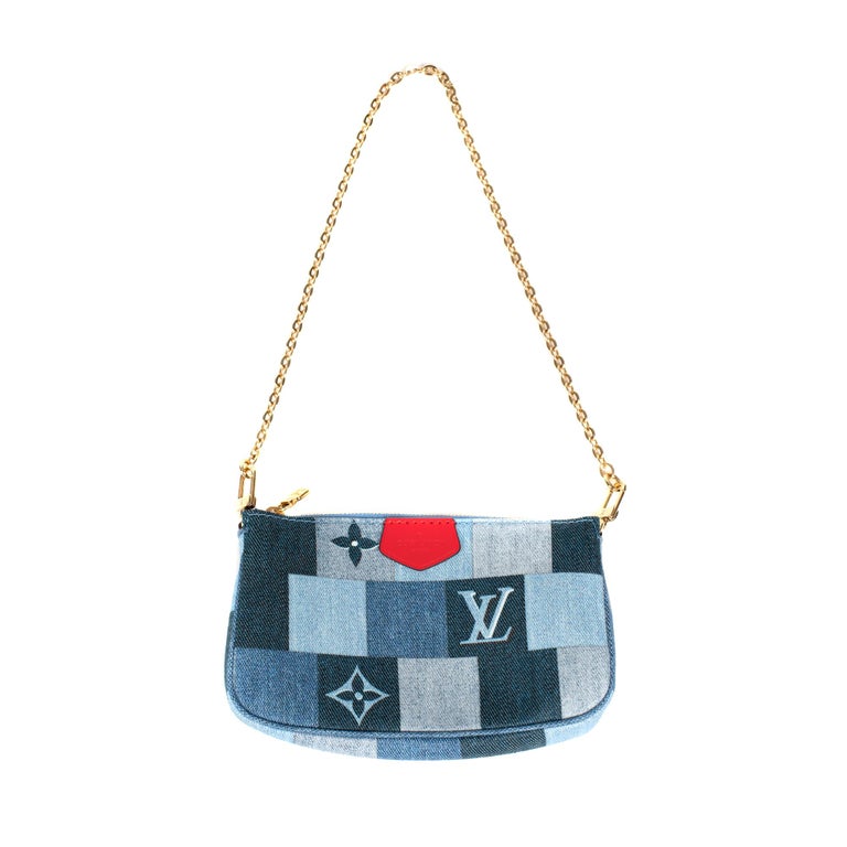 Limited Edition-Brand New Multi-Pochette Louis Vuitton in blue denim with strap For Sale at 1stdibs