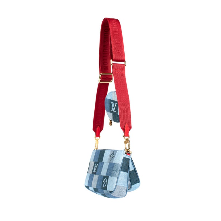 Limited Edition-Brand New Multi-Pochette Louis Vuitton in blue denim with strap For Sale at 1stdibs