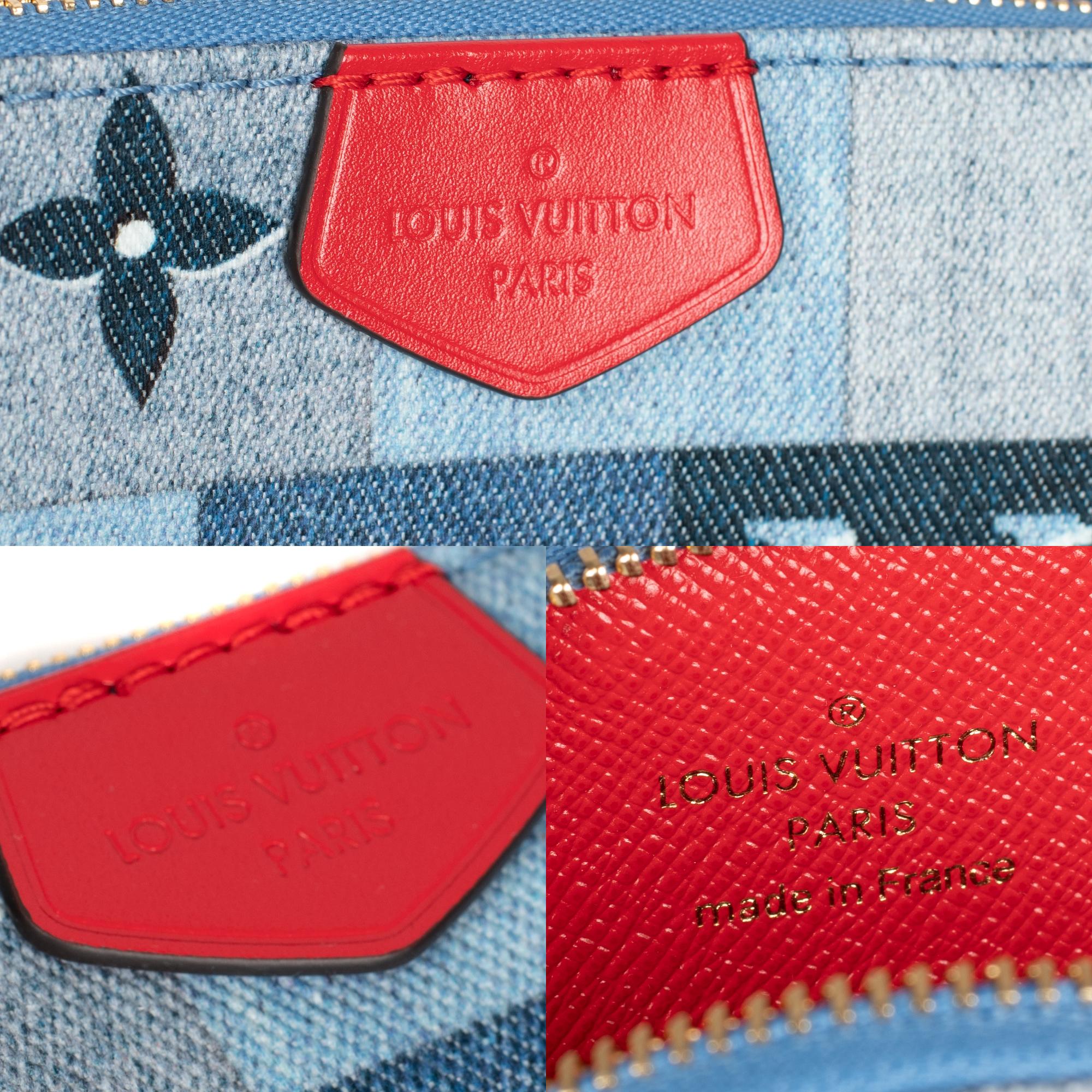 Gray Limited Edition-Brand New Multi-Pochette Louis Vuitton in blue denim with strap