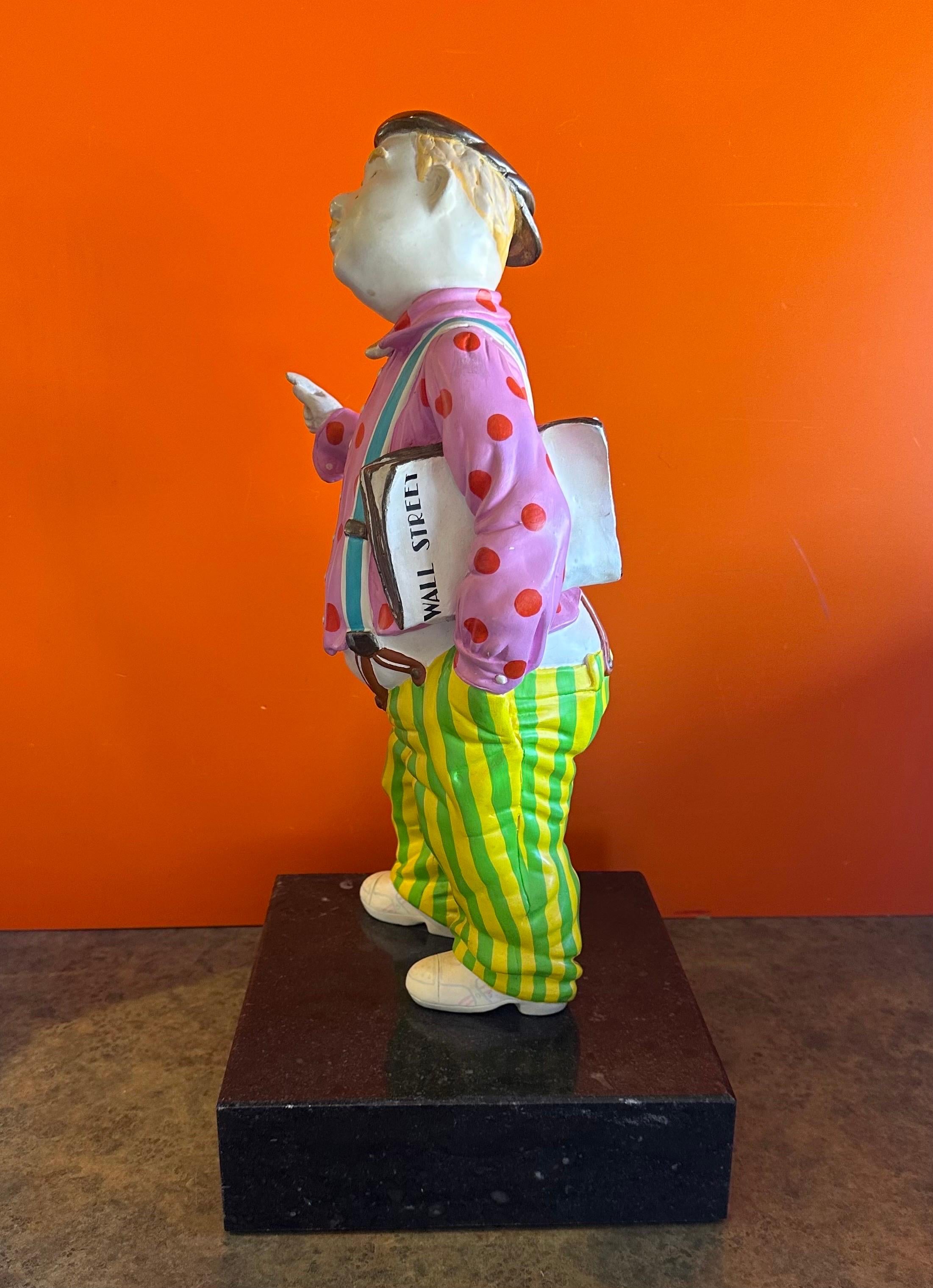 Painted Limited Edition Bronze Clown Sculpture Entitled 