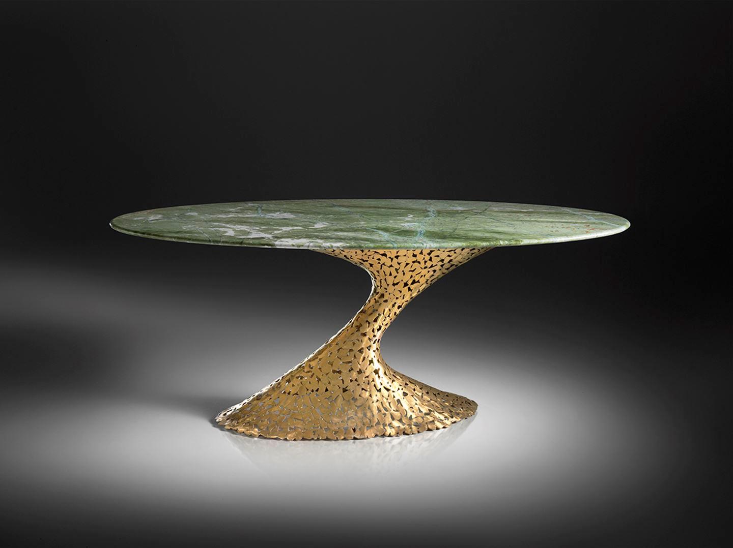 marble and bronze dining table