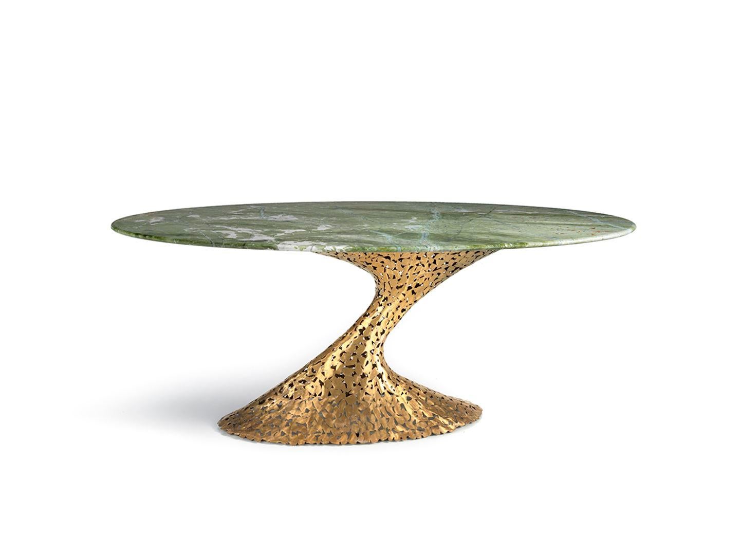 Modern Limited Edition Bronze Dining Table With Marble Top