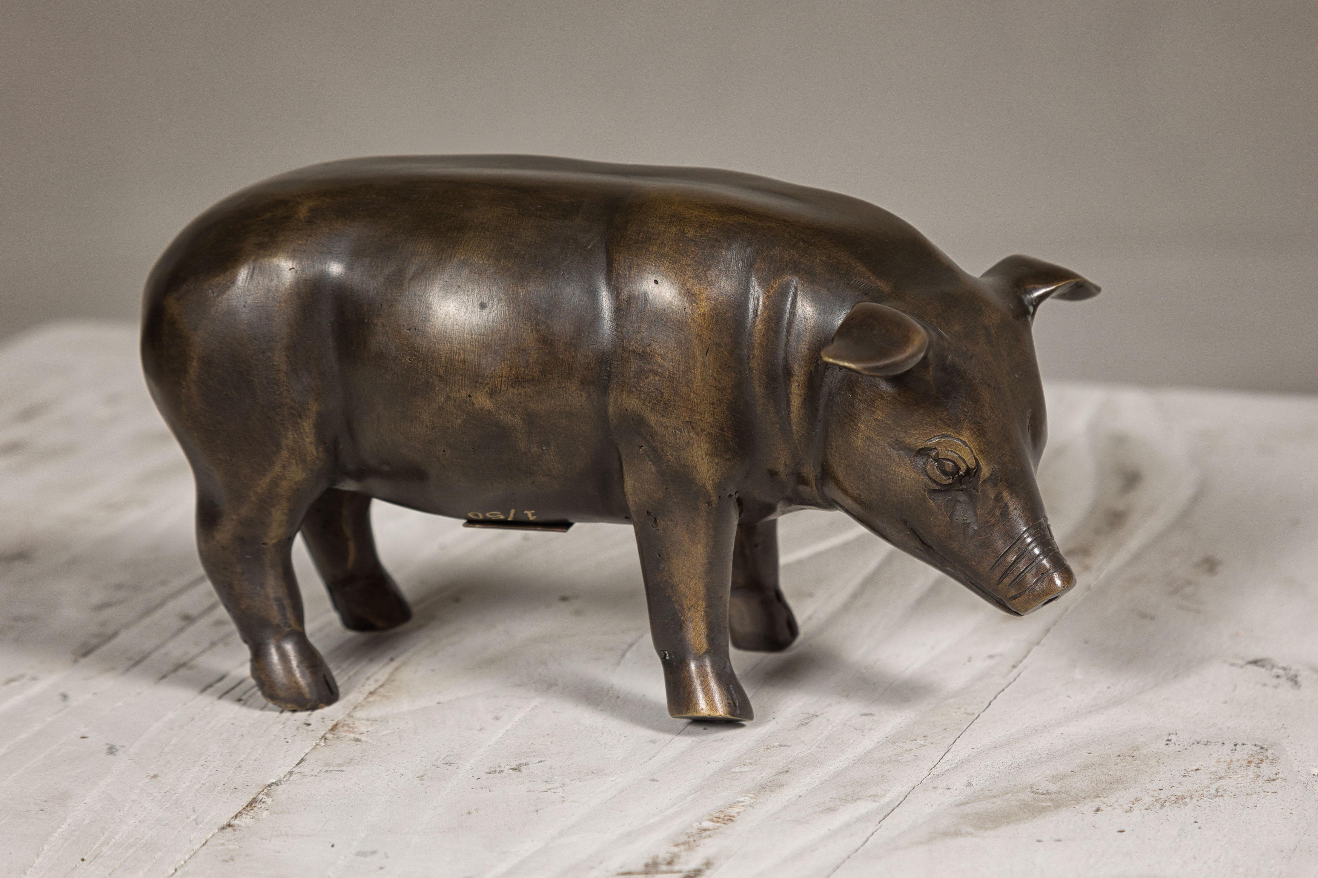 Limited Edition Bronze Pig Statuette from the Randolph Rose Collection For Sale 5