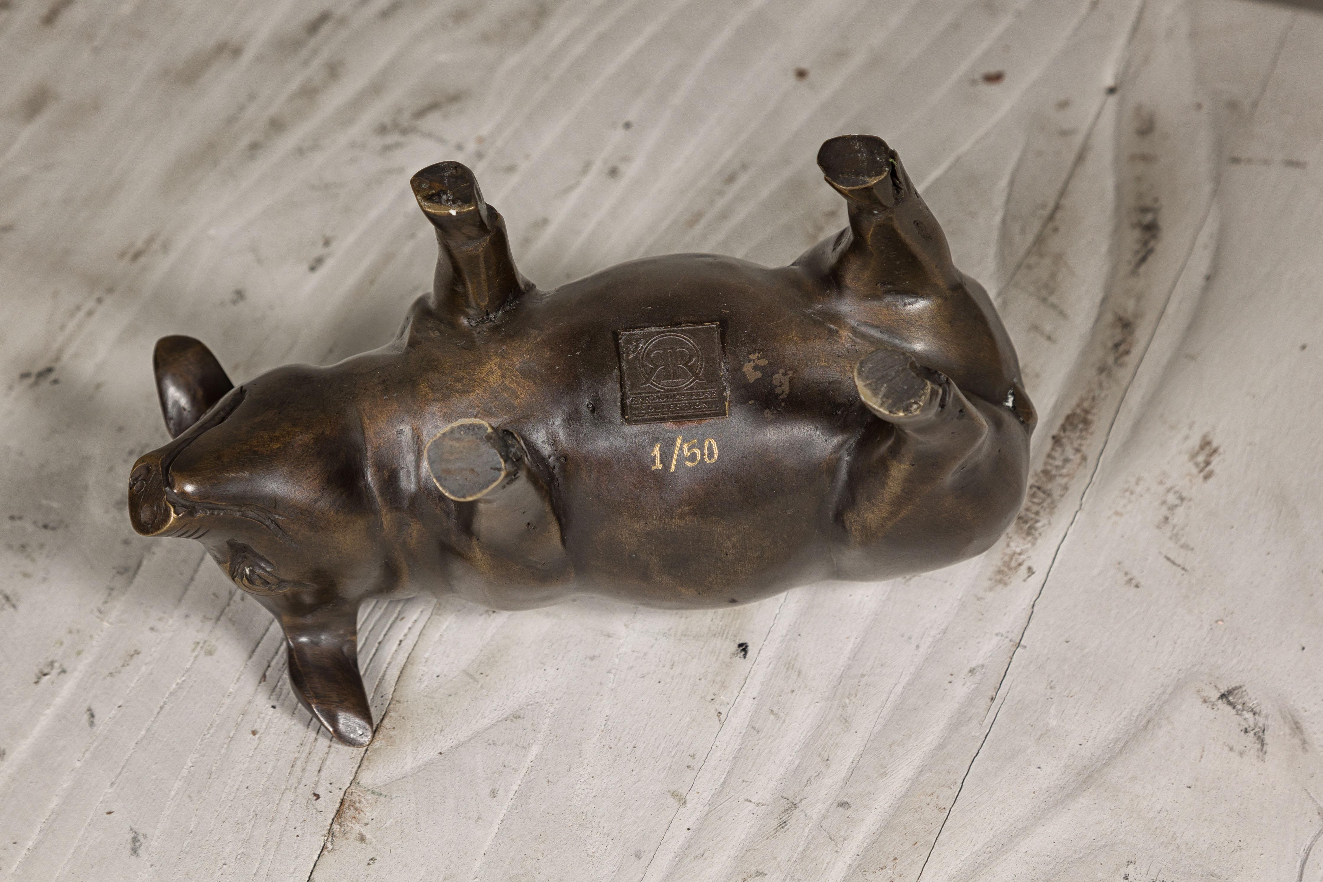 Limited Edition Bronze Pig Statuette from the Randolph Rose Collection For Sale 6