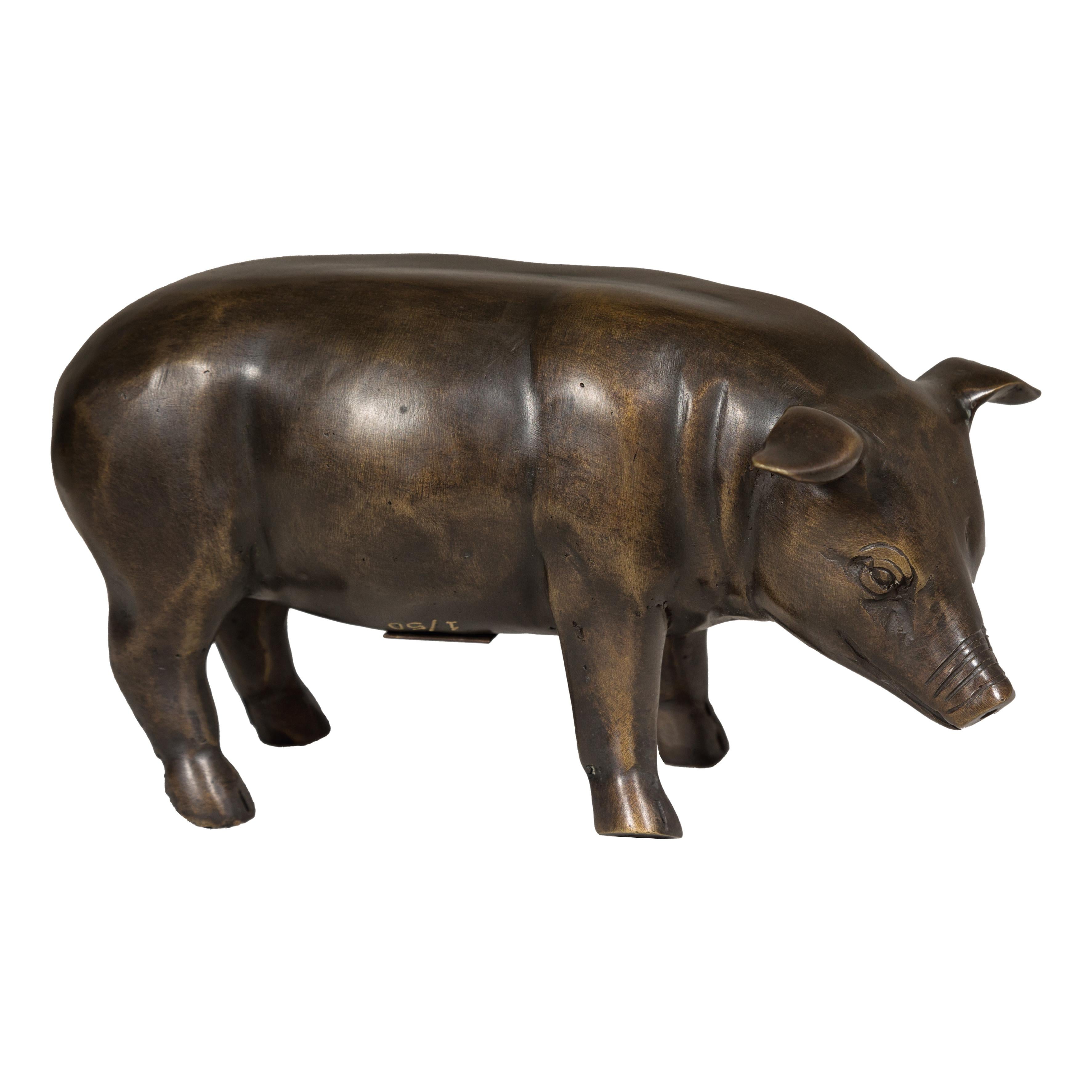 Limited Edition Bronze Pig Statuette from the Randolph Rose Collection For Sale 7