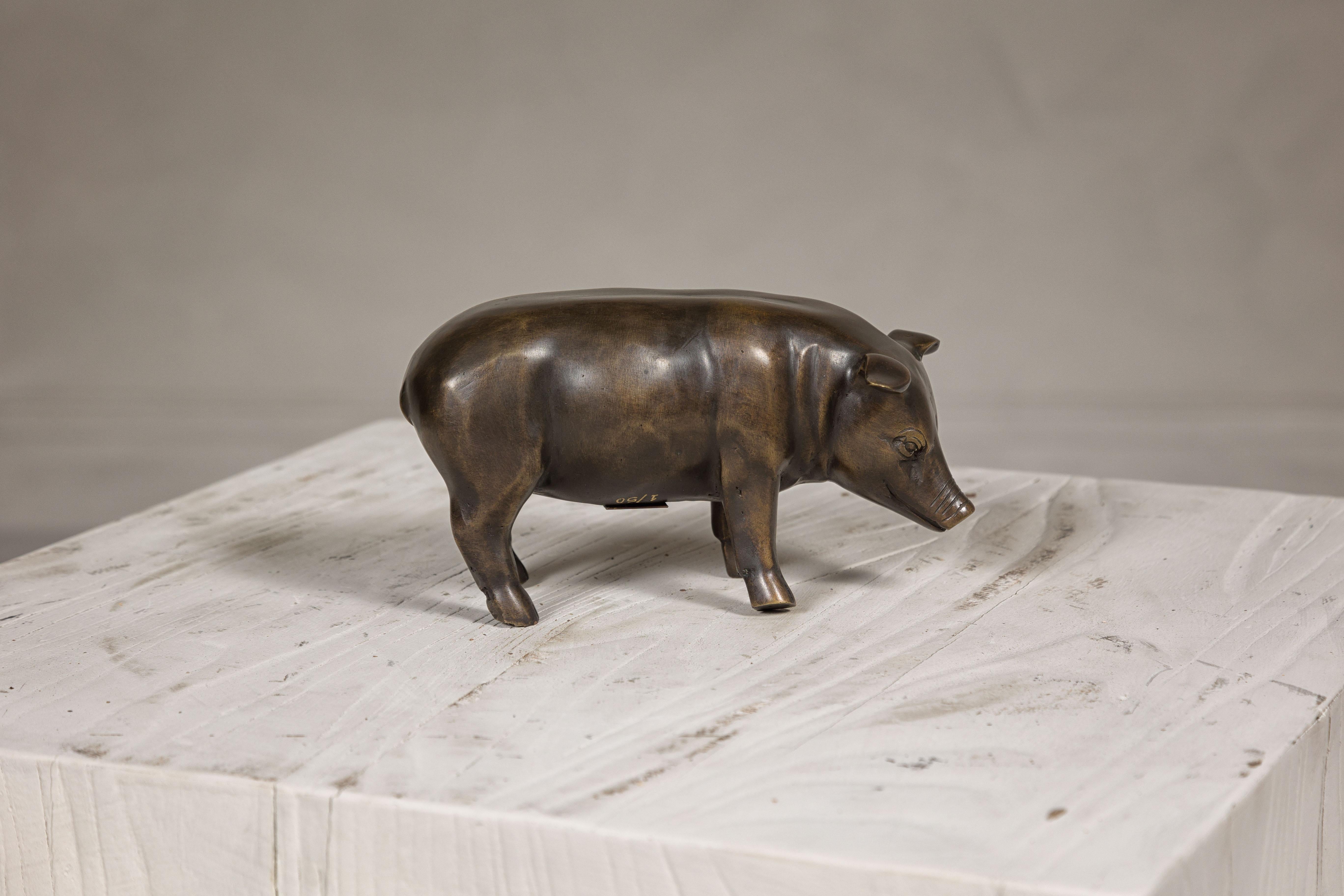 Statuette de porc en bronze de la collection Randolph Rose en édition limitée Neuf - En vente à Yonkers, NY
