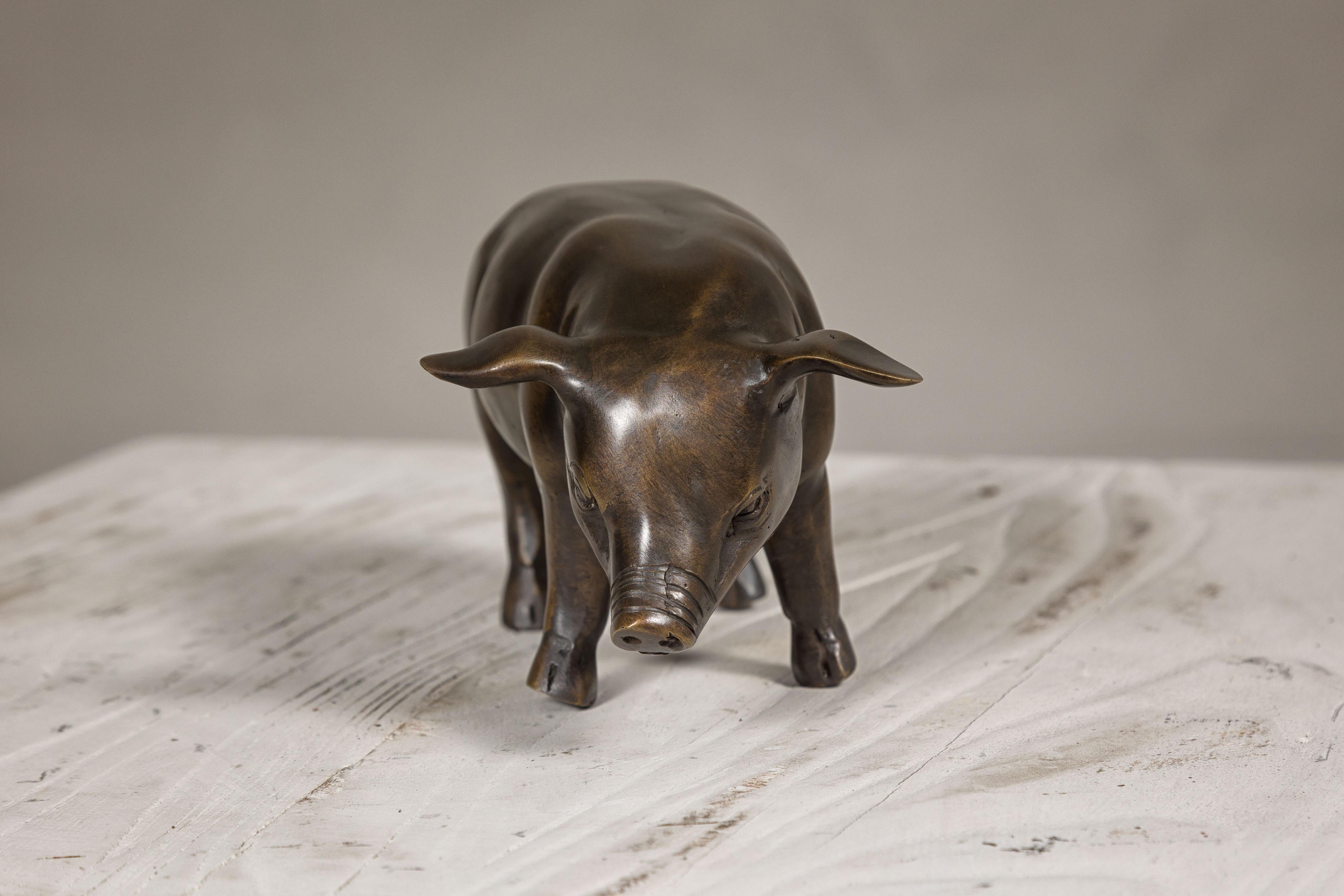 Bronze Statuette de porc en bronze de la collection Randolph Rose en édition limitée en vente