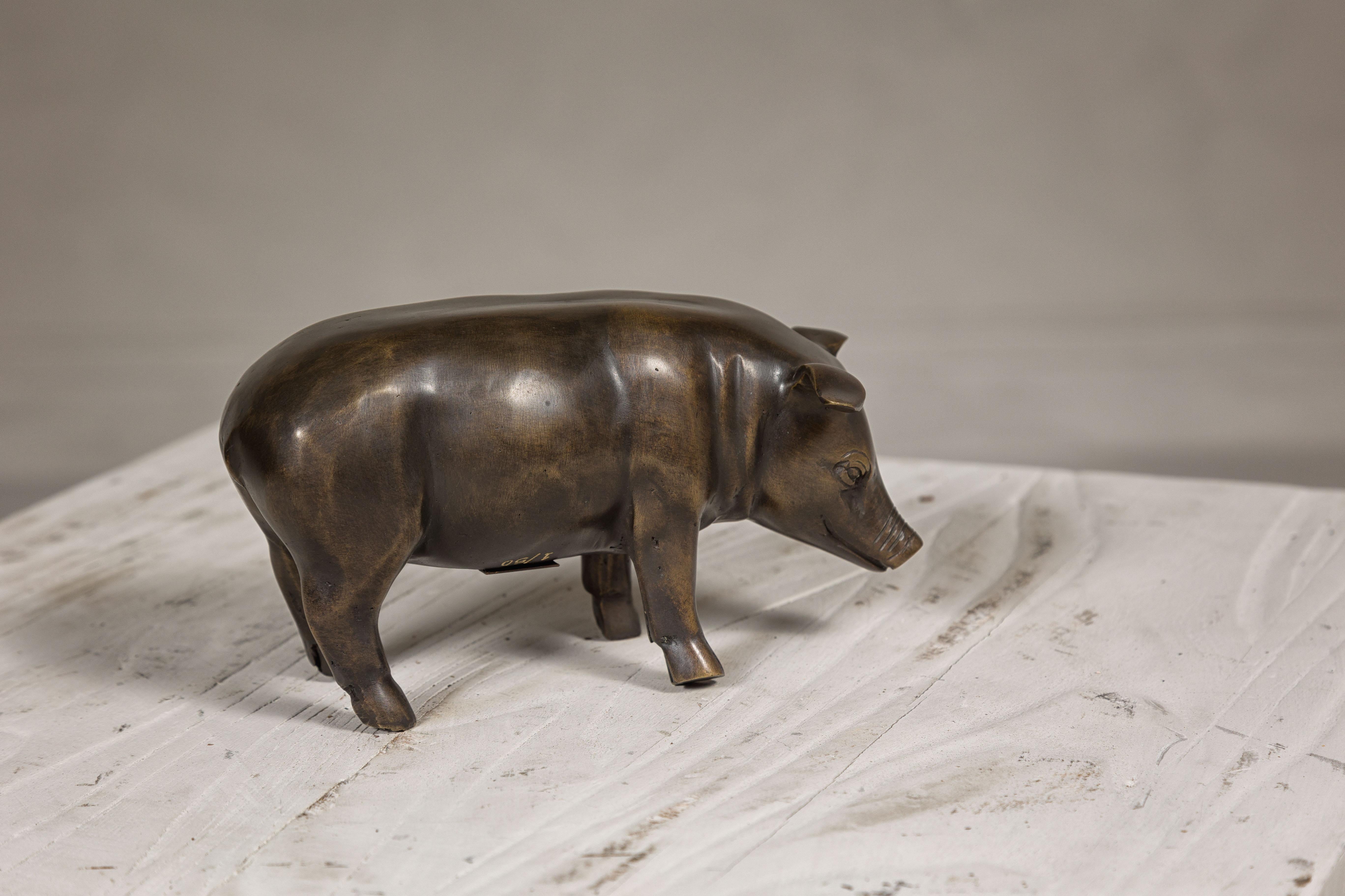 Limited Edition Bronze Pig Statuette from the Randolph Rose Collection For Sale 4