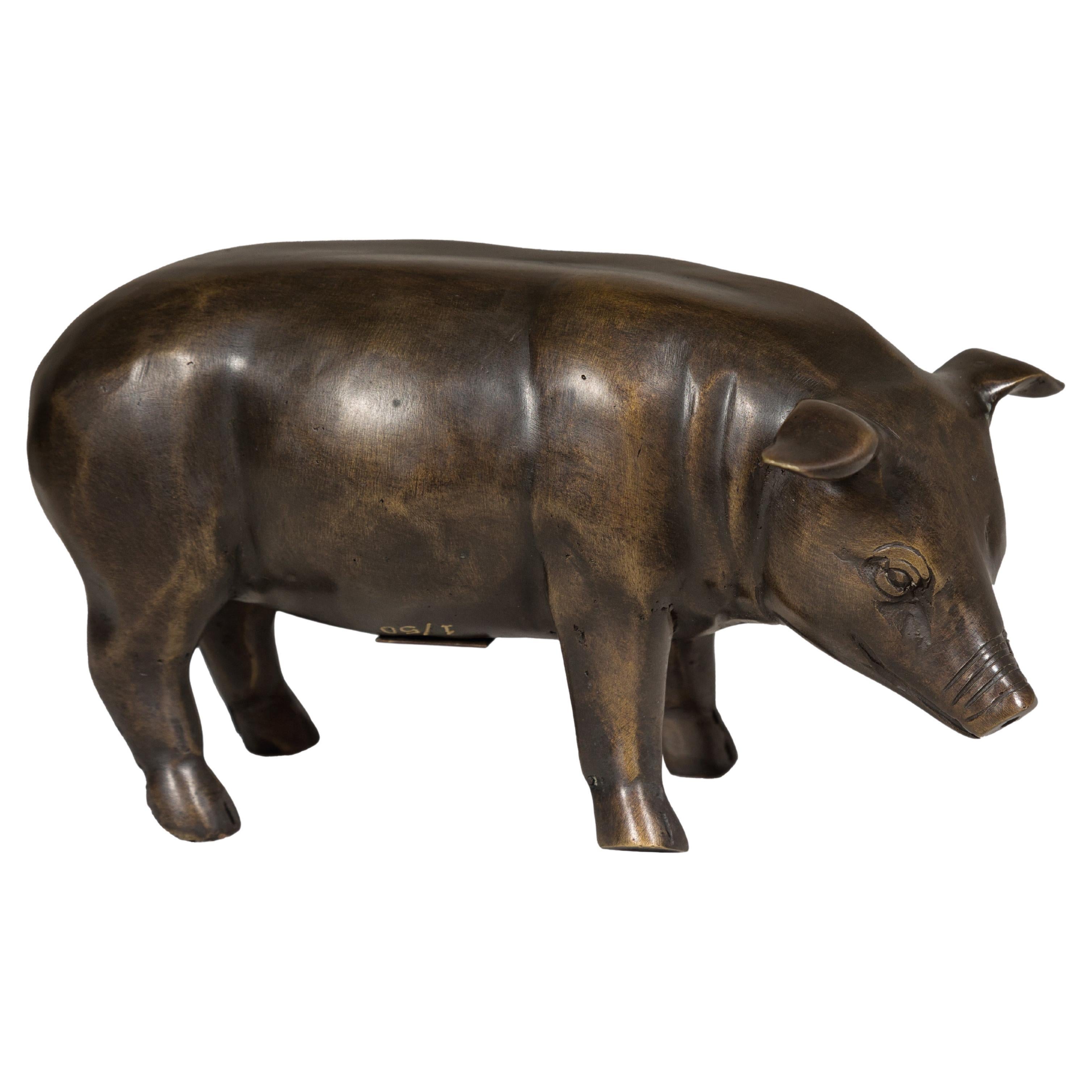 Limited Edition Bronze Pig Statuette from the Randolph Rose Collection For Sale