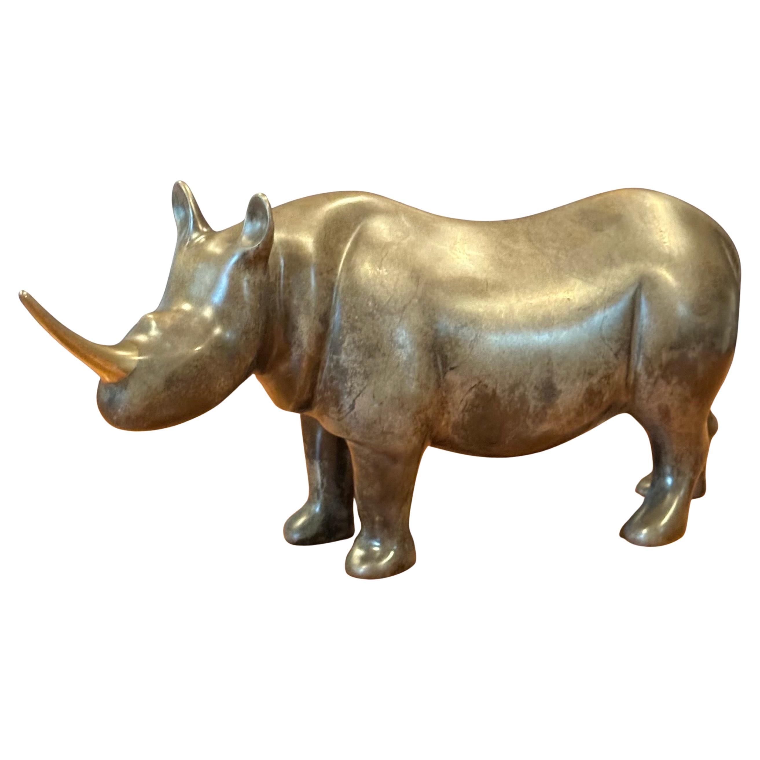 Limited Edition Bronze Rhinoceros Sculpture by Loet Vanderveen