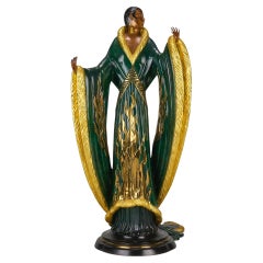 Escultura de bronce de edición limitada titulada "Femme de Luxe" de Erté