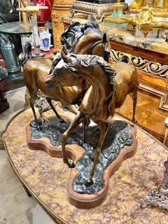 Escultura de bronce de edición limitada de dos caballos de Carol Cunningham (1940- )