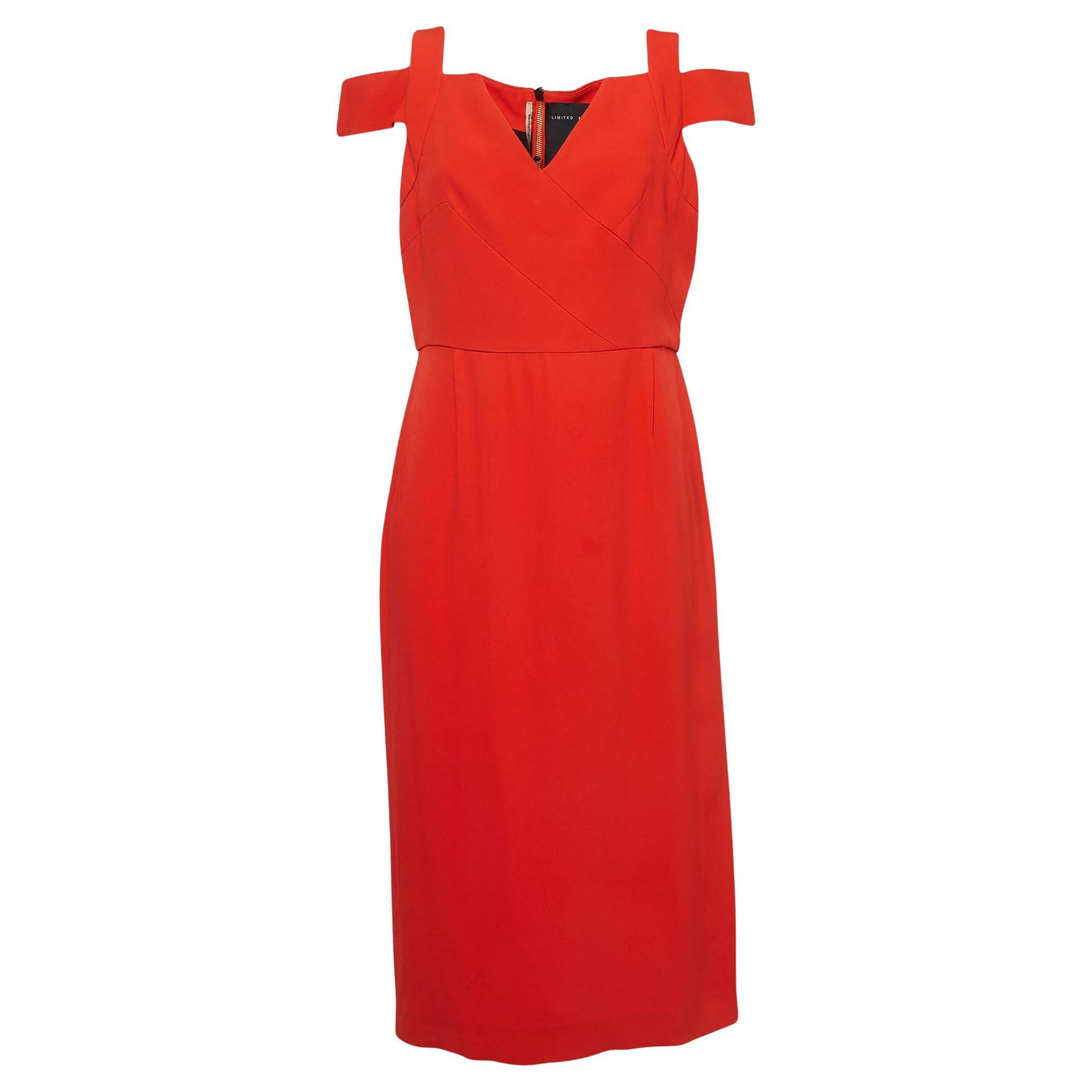 Limited Edition by Roland Mouret Bright Red Stretch Crepe Erskin Dress L For Sale