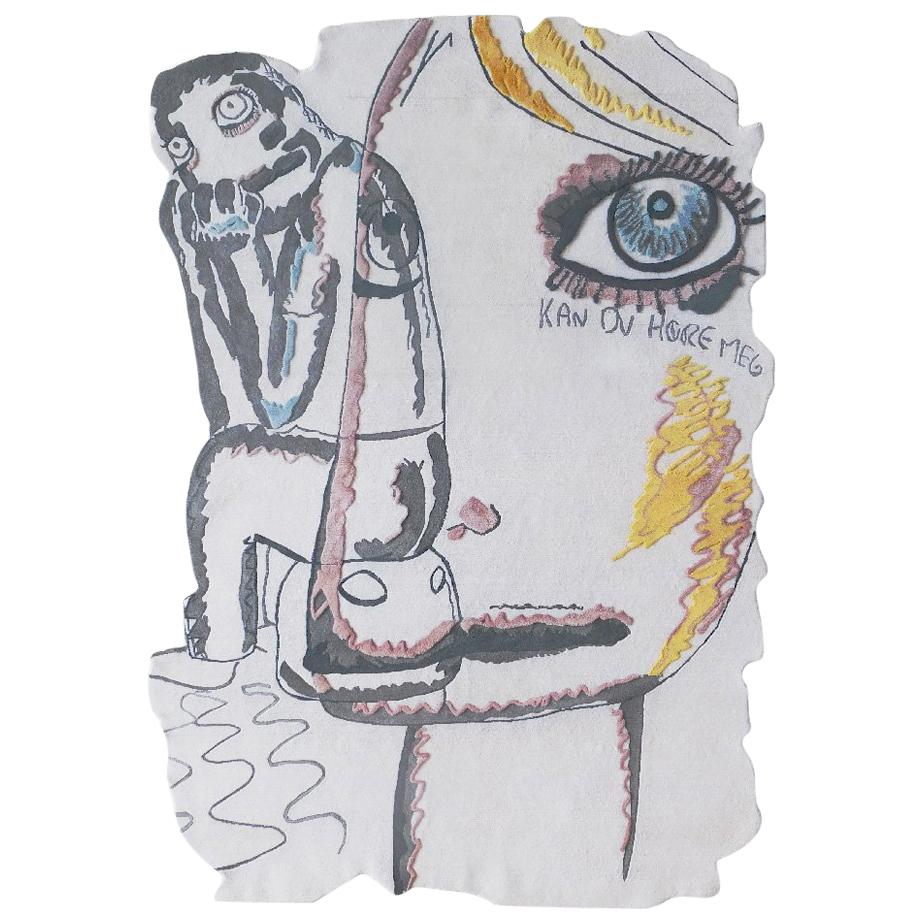 Limited Edition Carpet by Henzel Studio with Bjarne Melgaard in Wool and Silk For Sale