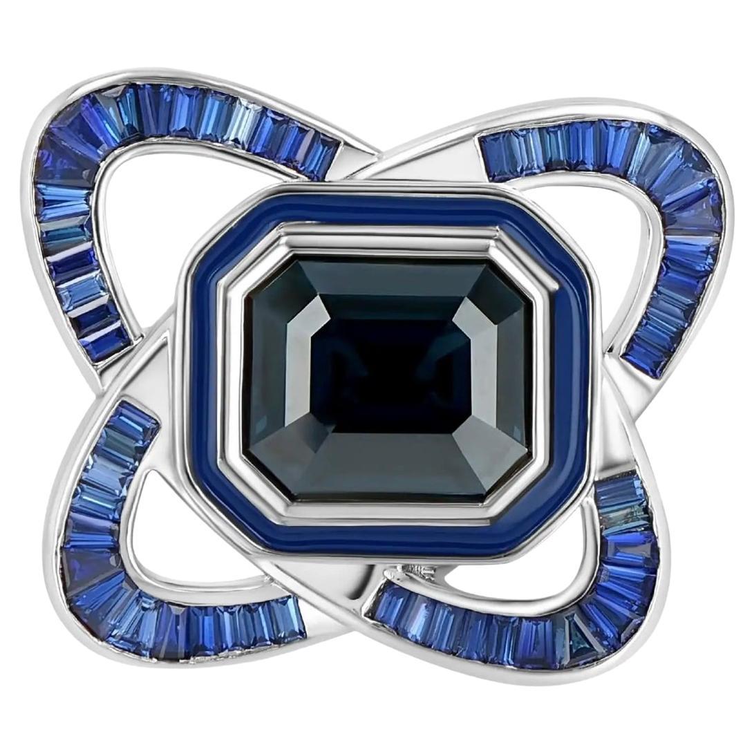 Édition limitée Bague de cocktail certifiée avec spinelle de 7 carats et saphir de 1,12 carat