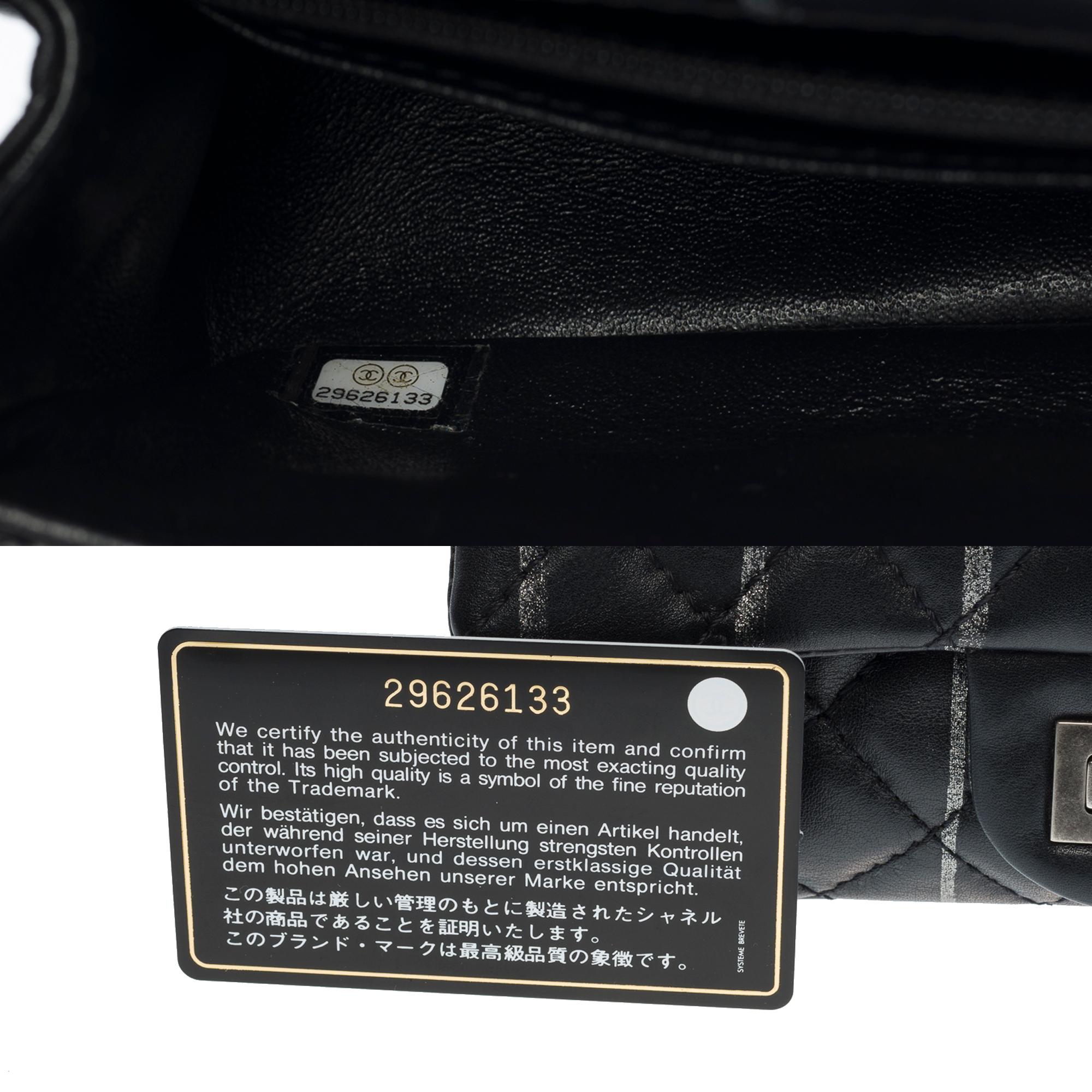Limited edition Chanel 2.55 Mini flap shoulder bag in black quilted lambskin, SHW 3